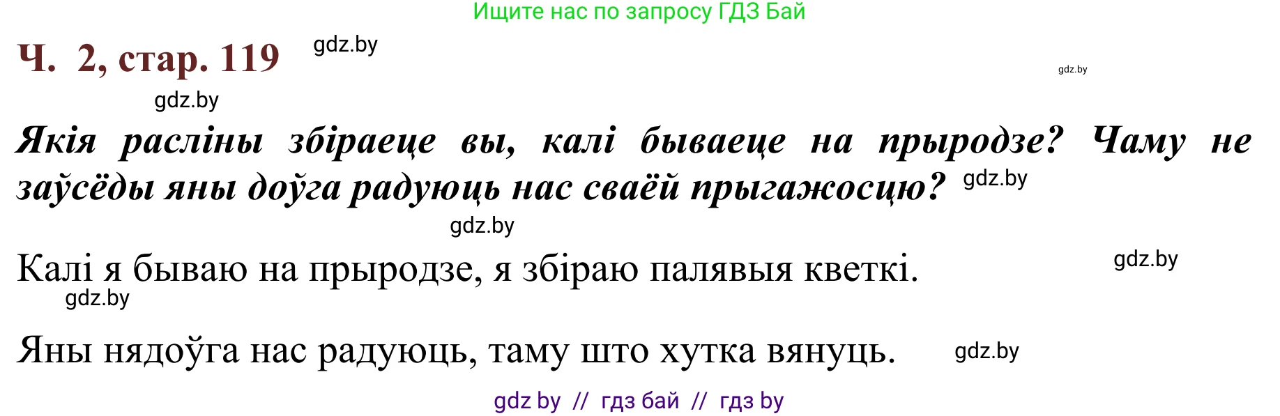 Літаратурнае чытанне, 2 класс Учебник, авторы: Антонава Надзея Уладзіславаўна, Буторына Ірына Аляксандраўна, Галяш Галіна Аксеньеўна, издательство Нацыянальны інстытут адукацыі, Минск, 2021, жёлтого цвета, Часть 2, страница 119, Решение