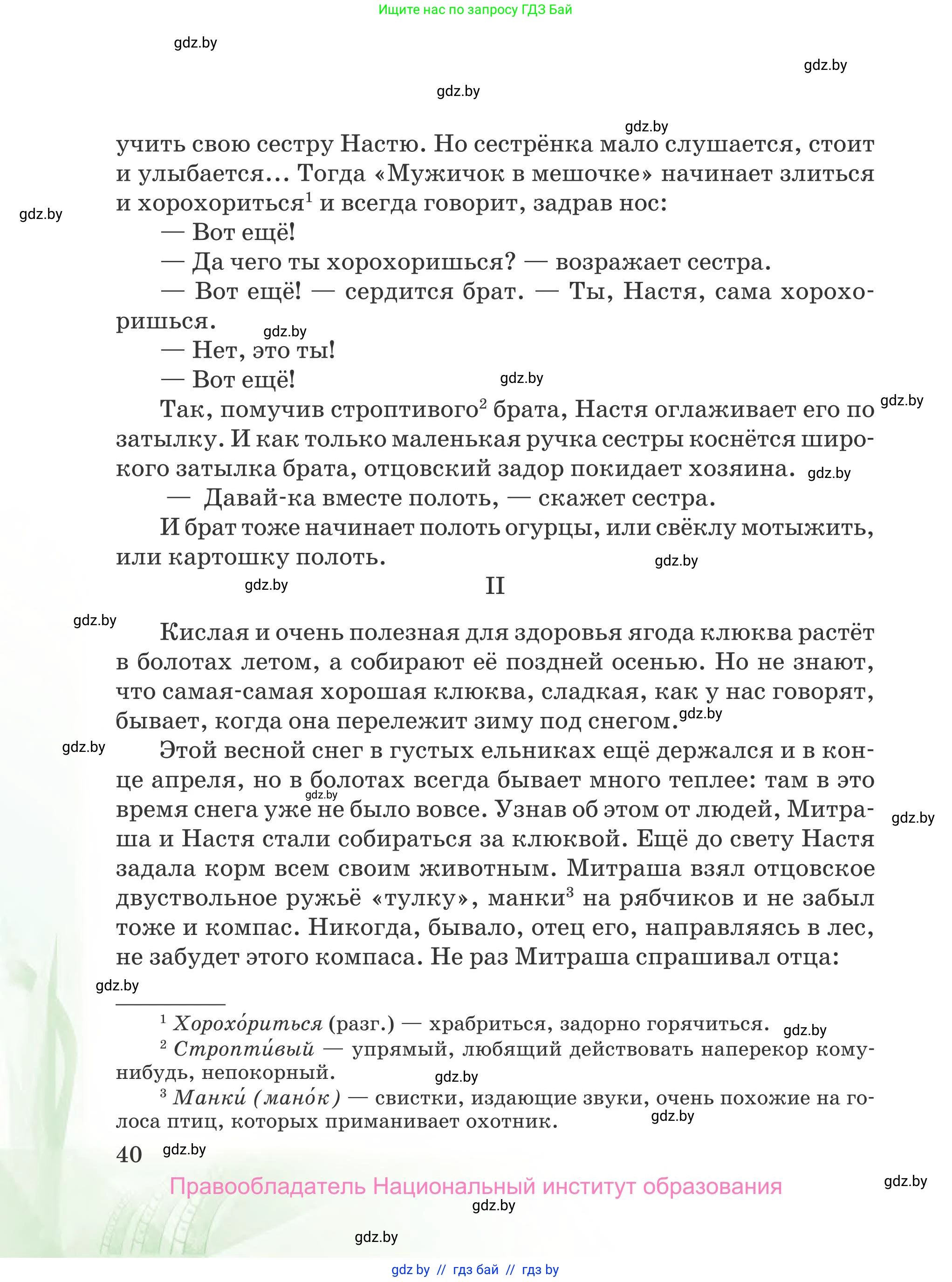 Русская литература, 5 класс Учебник, авторы: Мушинская Тамара Фёдоровна, Перевозная Евгения Васильевна, Каратай Светлана Николаевна, Гаранина Алла Ивановна, издательство Национальный институт образования, Минск, 2019, розового цвета, страница 40