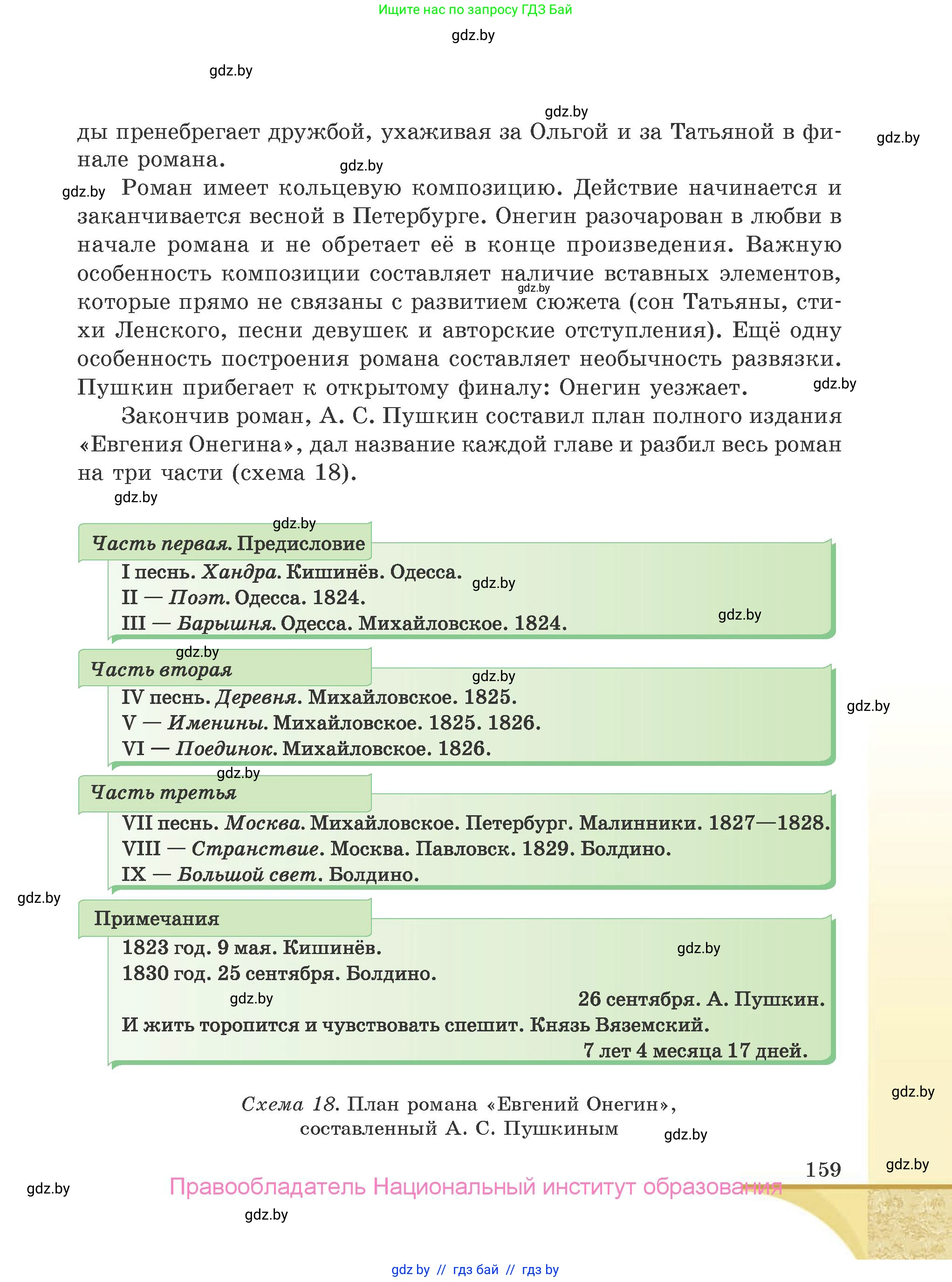 Русская литература, 9 класс Учебник, авторы: Захарова Светлана Николаевна, Черкес Наталья Ивановна, издательство Национальный институт образования, Минск, 2019, бежевого цвета, страница 159