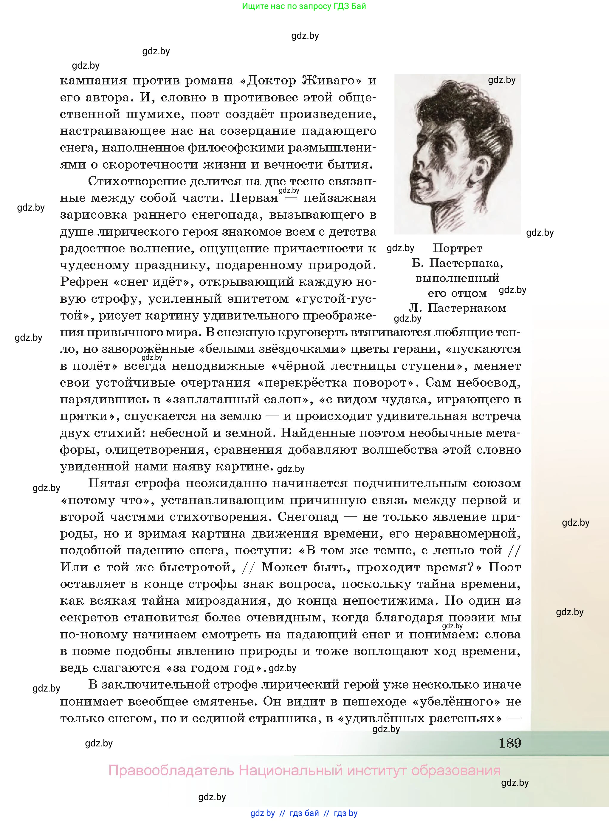 Русская литература, 11 класс Учебник, авторы: Сенькевич Татьяна Васильевна, Капшай Наталья Павловна, Кушнерёва Людмила Алексеевна, Темушева Екатерина Александровна, издательство Национальный институт образования, Минск, 2021, страница 189