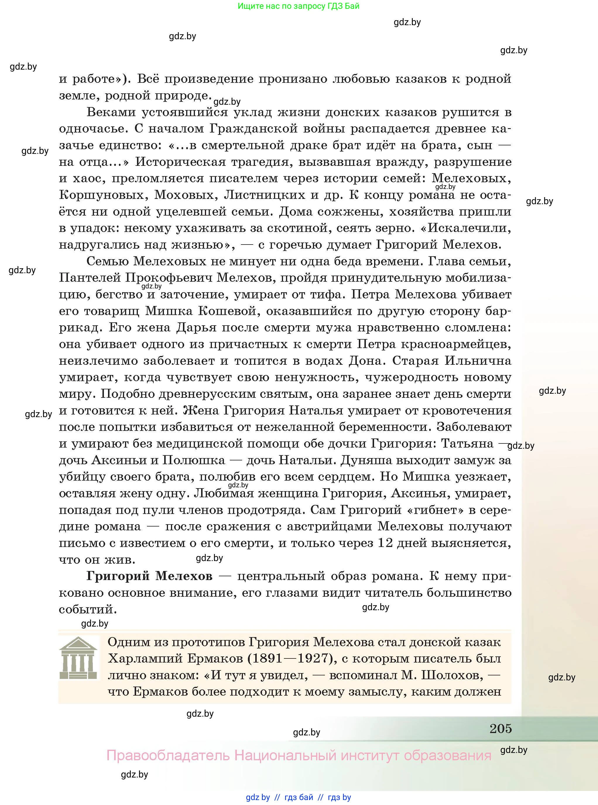 Русская литература, 11 класс Учебник, авторы: Сенькевич Татьяна Васильевна, Капшай Наталья Павловна, Кушнерёва Людмила Алексеевна, Темушева Екатерина Александровна, издательство Национальный институт образования, Минск, 2021, страница 205