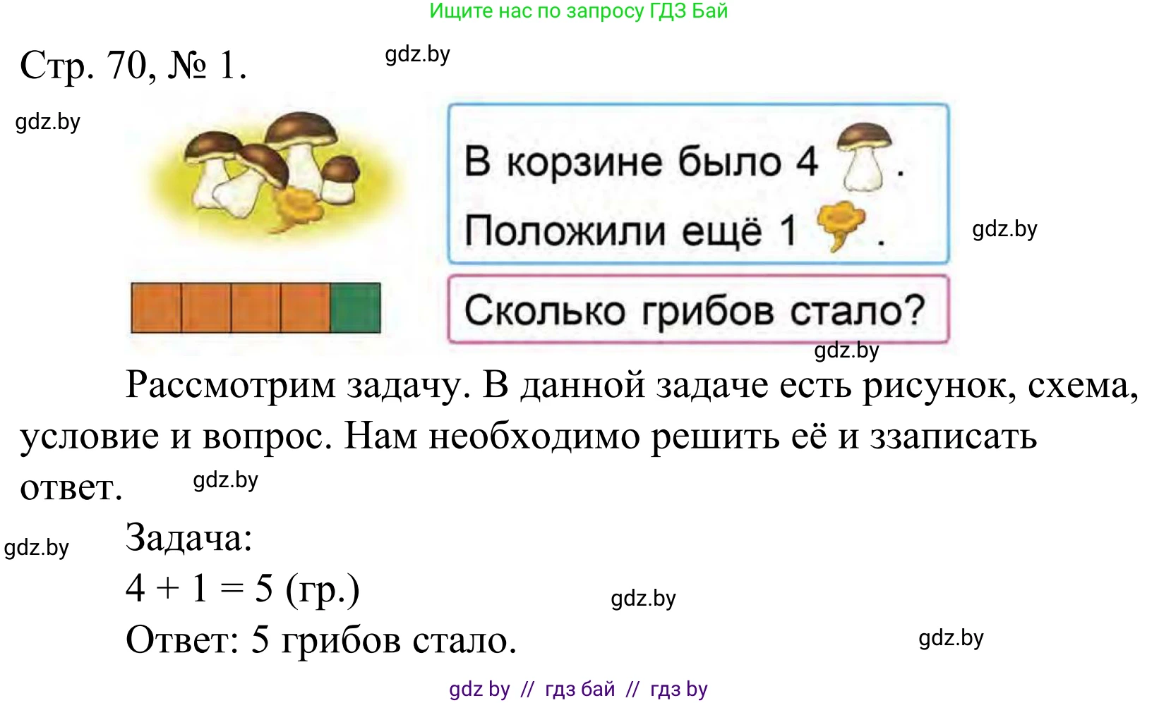 Математика, 1 класс Учебник, авторы: Муравьева Галина Леонидовна, Урбан Мария Анатольевна, издательство Академия образования, Минск, 2024, Часть 1, страница 70, номер 1, Решение
