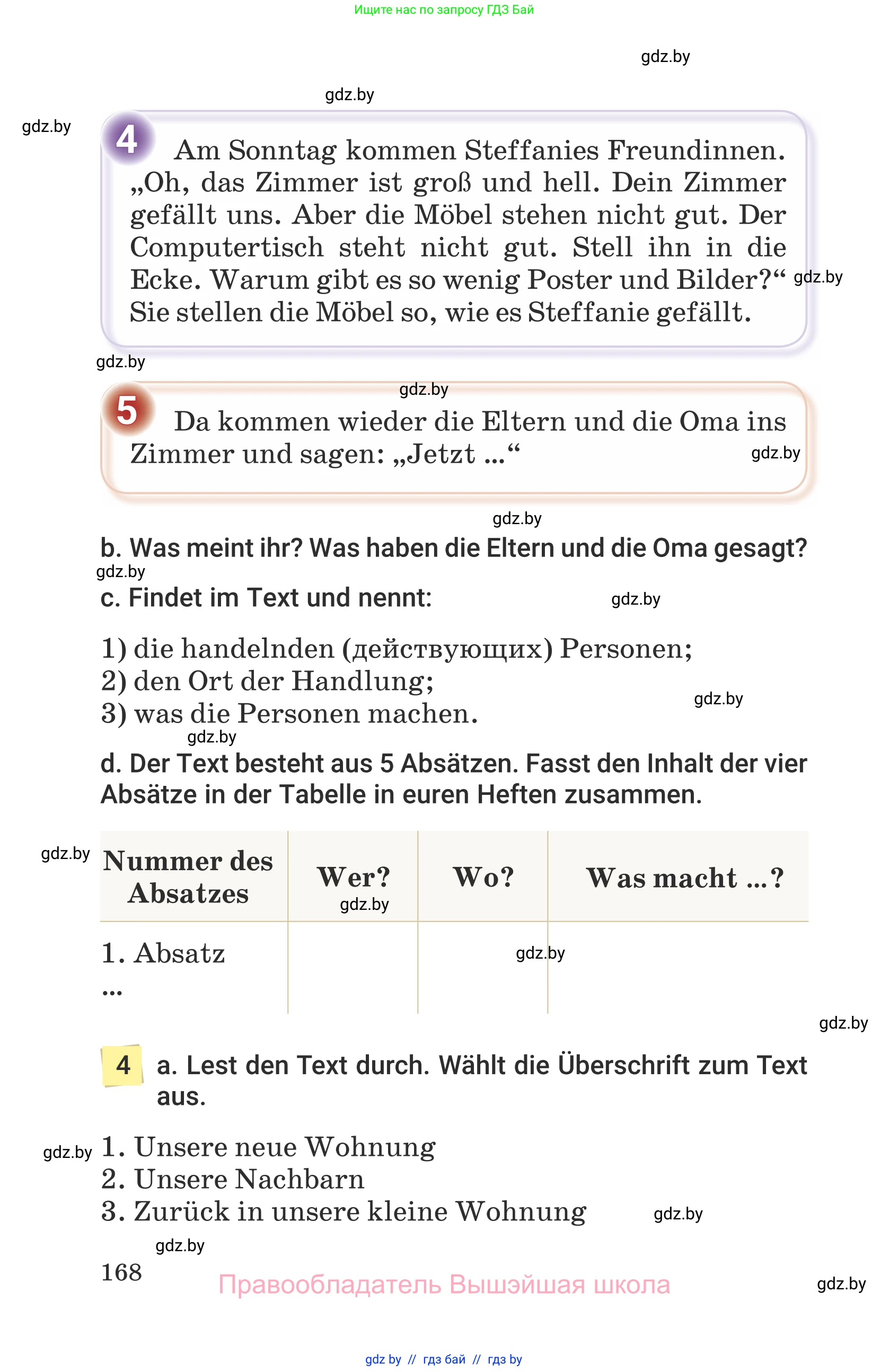 Немецкий язык (Deutsch), 6 класс Учебник (Schülerbuch), авторы: Будько Антонина Филипповна (Budjko Antonina), Урбанович Инна Ювинальевна (Urbanowitsch Ina), издательство Вышэйшая школа, Минск, 2020, бежевого цвета, страница 168