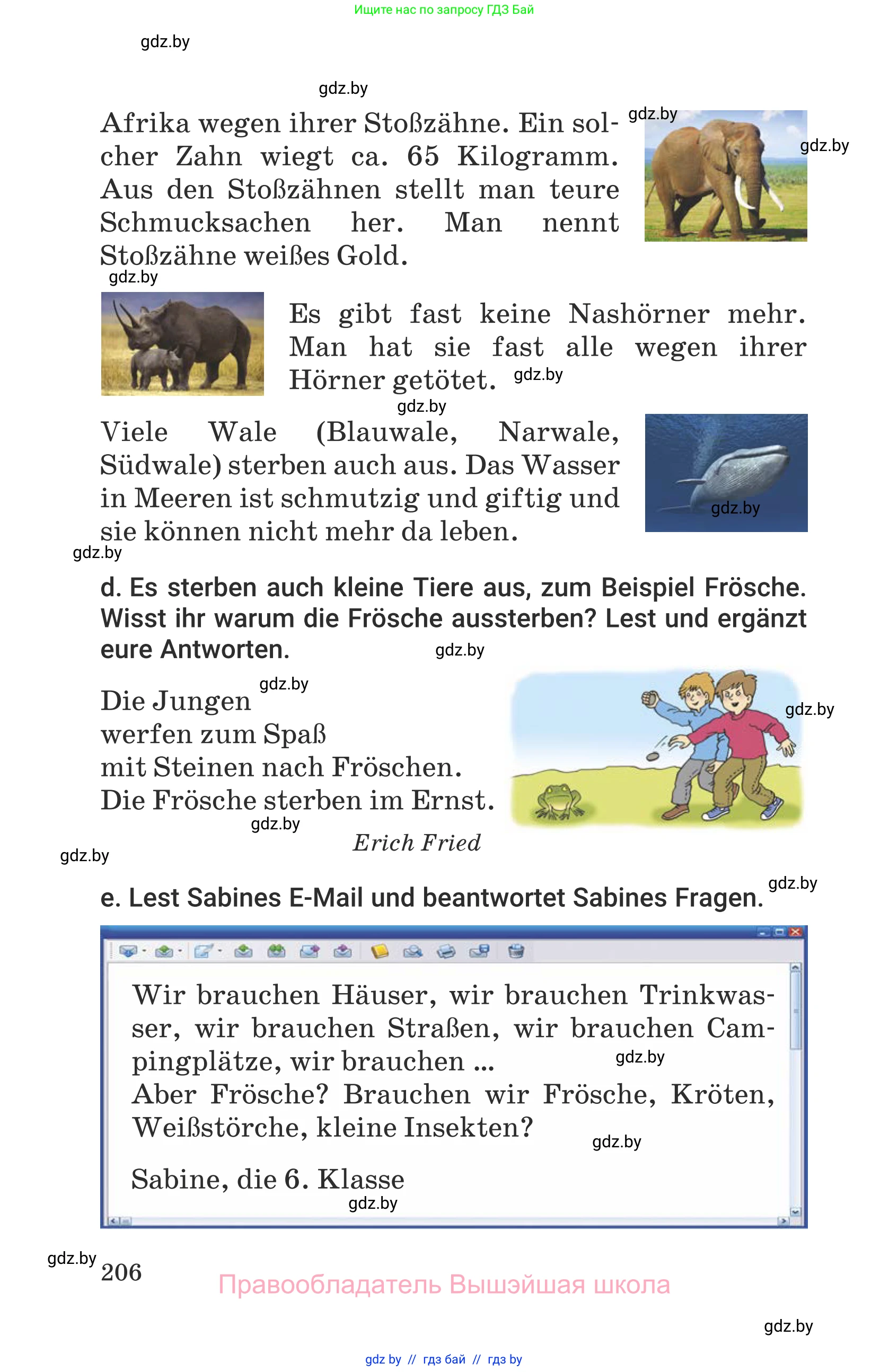Немецкий язык (Deutsch), 6 класс Учебник (Schülerbuch), авторы: Будько Антонина Филипповна (Budjko Antonina), Урбанович Инна Ювинальевна (Urbanowitsch Ina), издательство Вышэйшая школа, Минск, 2020, бежевого цвета, страница 206