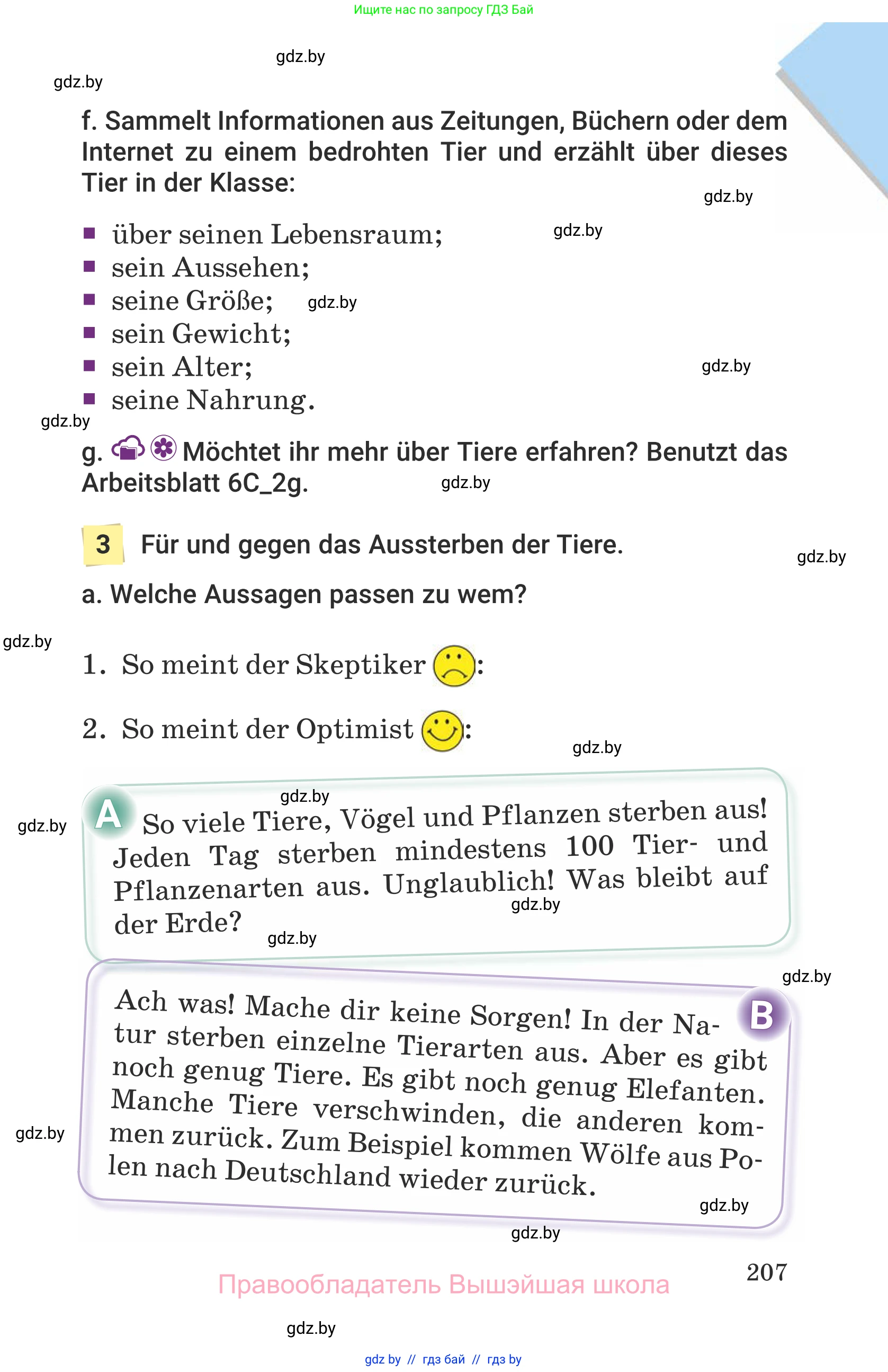 Немецкий язык (Deutsch), 6 класс Учебник (Schülerbuch), авторы: Будько Антонина Филипповна (Budjko Antonina), Урбанович Инна Ювинальевна (Urbanowitsch Ina), издательство Вышэйшая школа, Минск, 2020, бежевого цвета, страница 207
