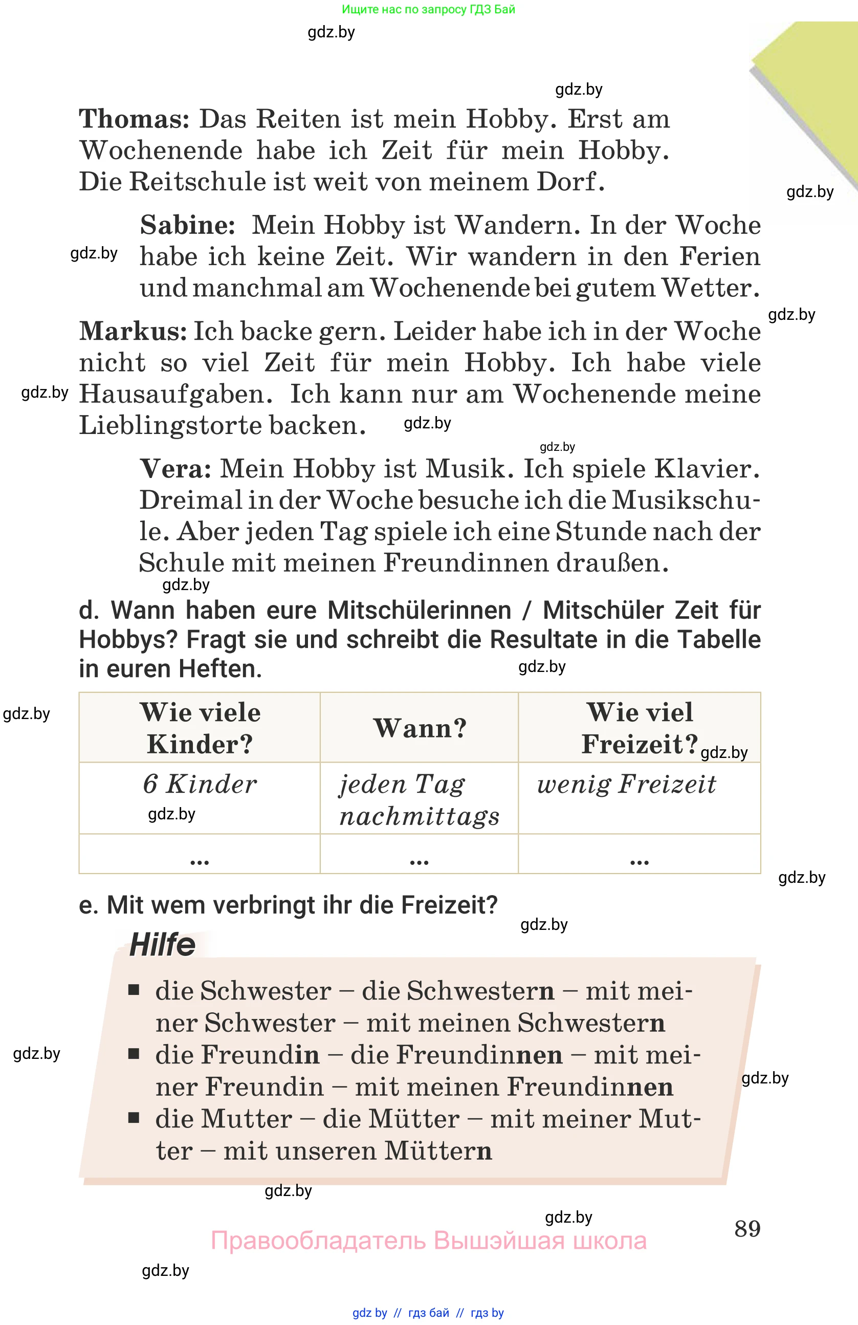 Немецкий язык (Deutsch), 6 класс Учебник (Schülerbuch), авторы: Будько Антонина Филипповна (Budjko Antonina), Урбанович Инна Ювинальевна (Urbanowitsch Ina), издательство Вышэйшая школа, Минск, 2020, бежевого цвета, страница 89