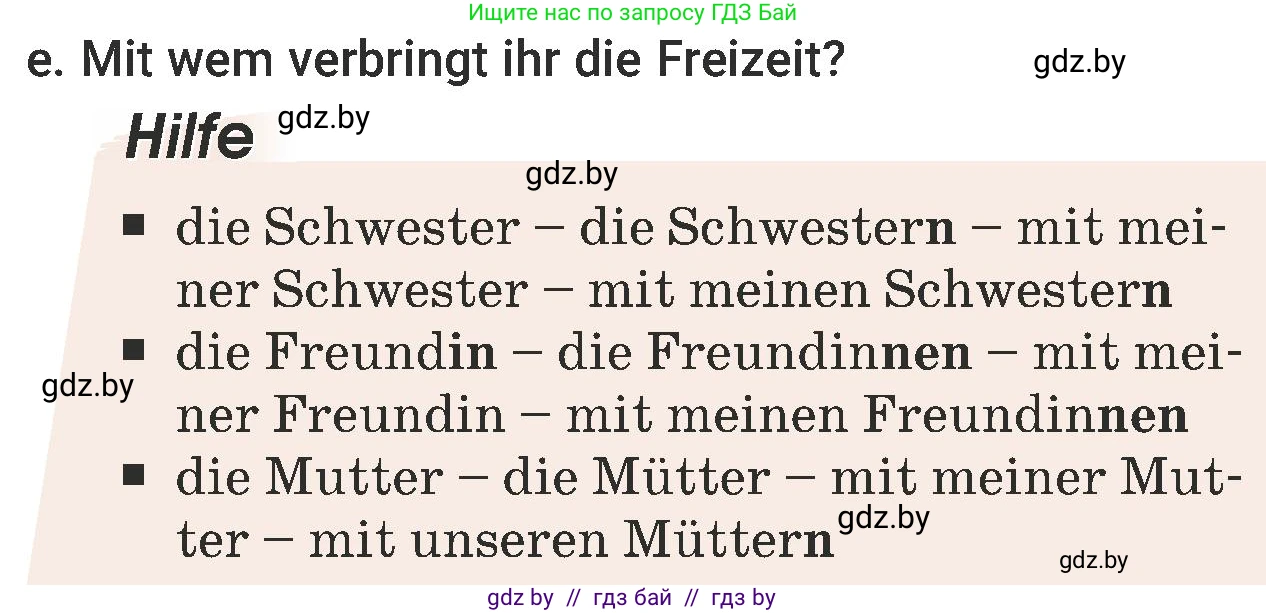 Немецкий язык (Deutsch), 6 класс Учебник (Schülerbuch), авторы: Будько Антонина Филипповна (Budjko Antonina), Урбанович Инна Ювинальевна (Urbanowitsch Ina), издательство Вышэйшая школа, Минск, 2020, бежевого цвета, страница 89, номер e, Условие