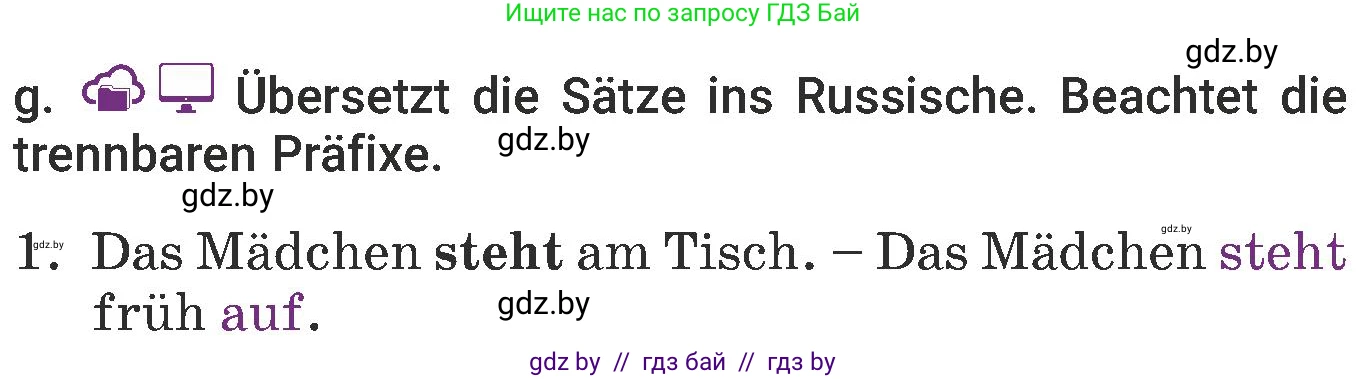 Немецкий язык (Deutsch), 6 класс Учебник (Schülerbuch), авторы: Будько Антонина Филипповна (Budjko Antonina), Урбанович Инна Ювинальевна (Urbanowitsch Ina), издательство Вышэйшая школа, Минск, 2020, бежевого цвета, страница 100, номер g, Условие