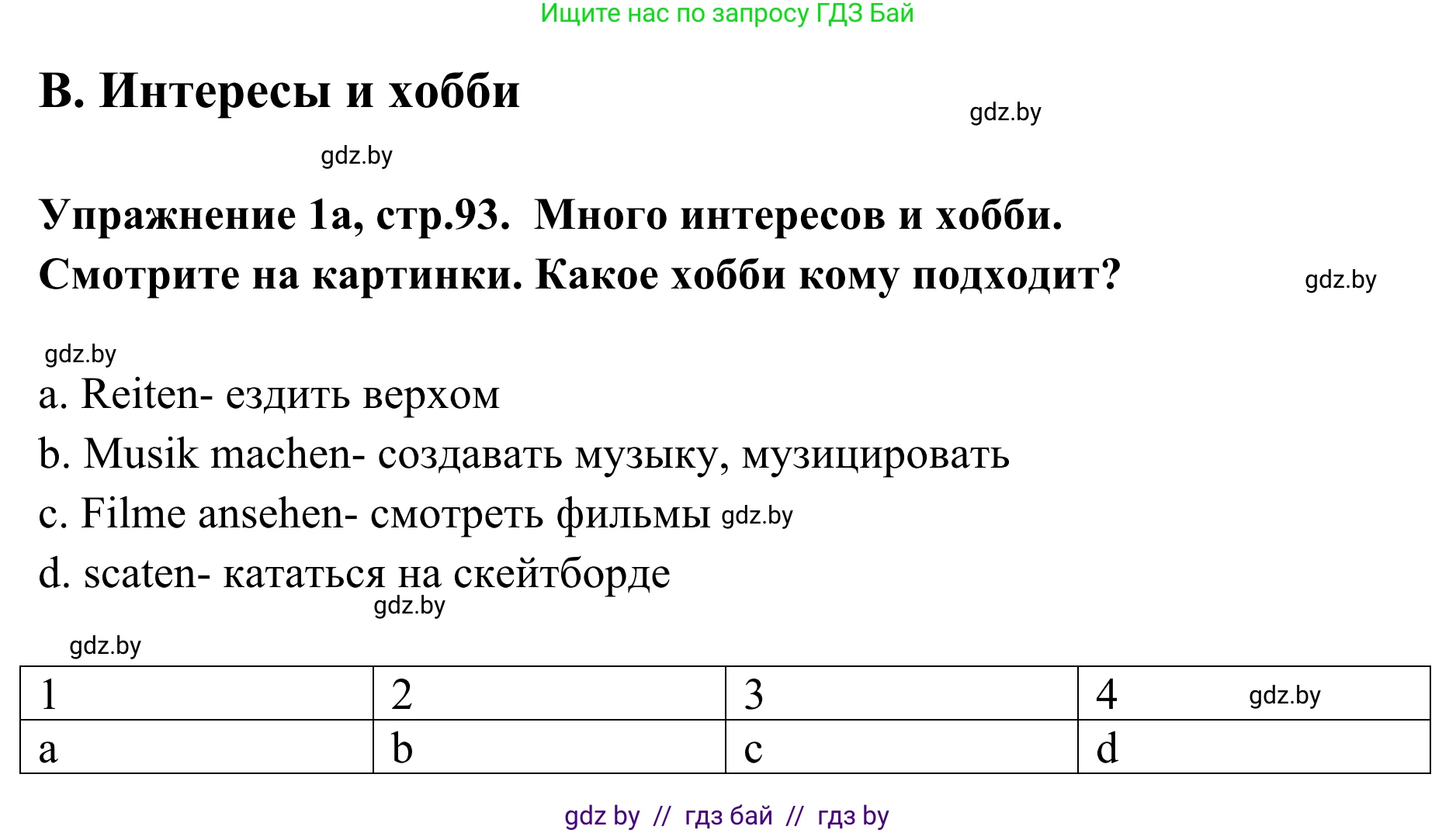 Немецкий язык (Deutsch), 6 класс Учебник (Schülerbuch), авторы: Будько Антонина Филипповна (Budjko Antonina), Урбанович Инна Ювинальевна (Urbanowitsch Ina), издательство Вышэйшая школа, Минск, 2020, бежевого цвета, страница 93, номер a, Решение
