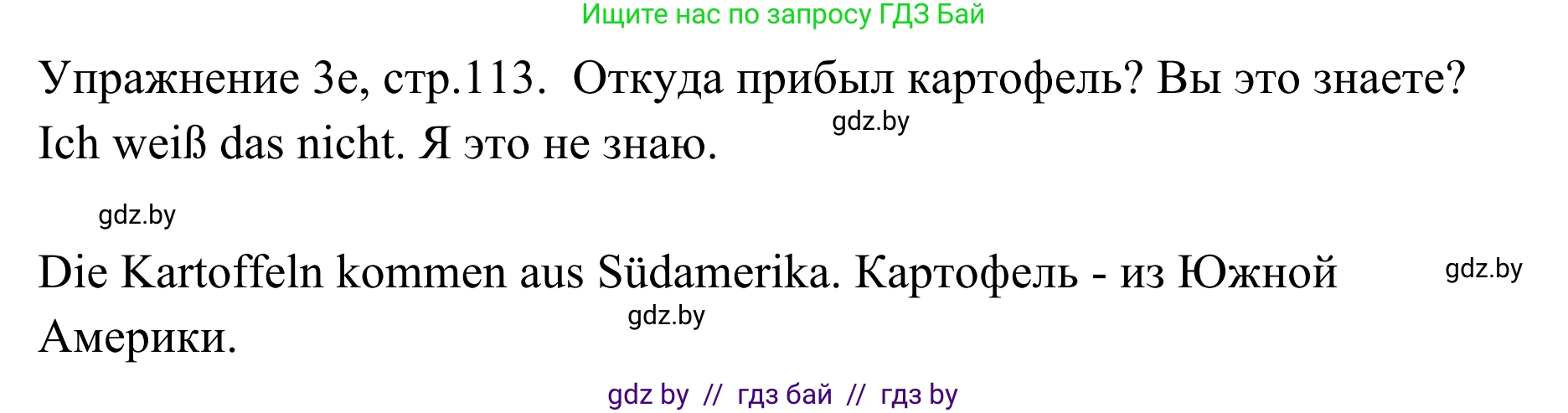 Немецкий язык (Deutsch), 6 класс Учебник (Schülerbuch), авторы: Будько Антонина Филипповна (Budjko Antonina), Урбанович Инна Ювинальевна (Urbanowitsch Ina), издательство Вышэйшая школа, Минск, 2020, бежевого цвета, страница 113, номер e, Решение