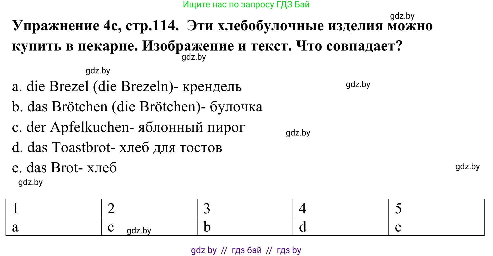 Немецкий язык (Deutsch), 6 класс Учебник (Schülerbuch), авторы: Будько Антонина Филипповна (Budjko Antonina), Урбанович Инна Ювинальевна (Urbanowitsch Ina), издательство Вышэйшая школа, Минск, 2020, бежевого цвета, страница 114, номер c, Решение
