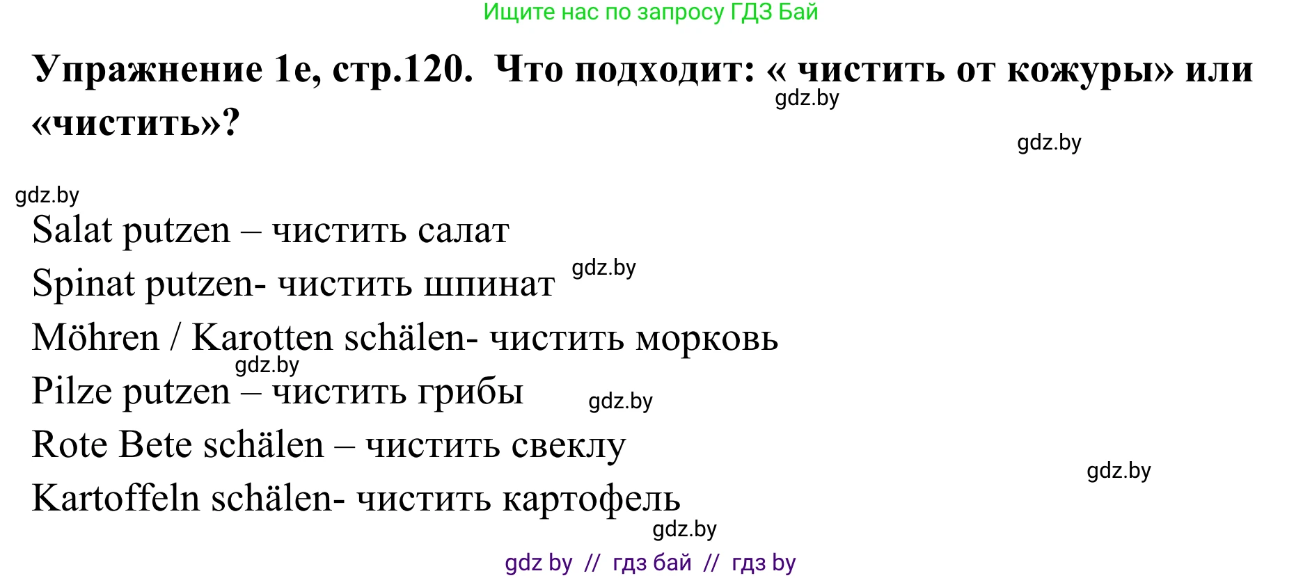 Немецкий язык (Deutsch), 6 класс Учебник (Schülerbuch), авторы: Будько Антонина Филипповна (Budjko Antonina), Урбанович Инна Ювинальевна (Urbanowitsch Ina), издательство Вышэйшая школа, Минск, 2020, бежевого цвета, страница 120, номер e, Решение