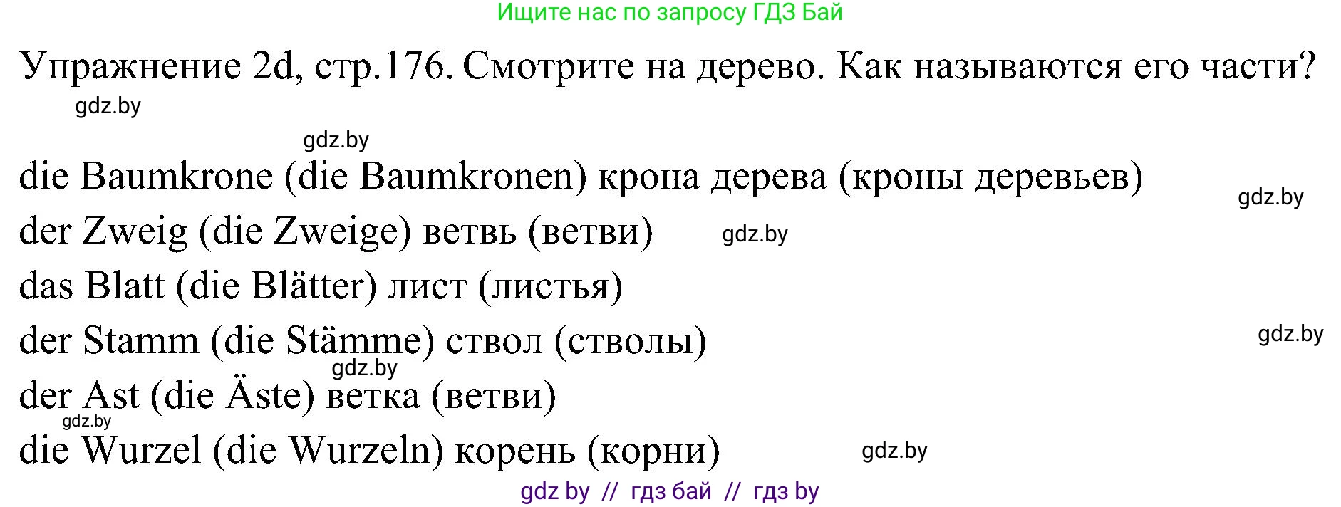Немецкий язык (Deutsch), 6 класс Учебник (Schülerbuch), авторы: Будько Антонина Филипповна (Budjko Antonina), Урбанович Инна Ювинальевна (Urbanowitsch Ina), издательство Вышэйшая школа, Минск, 2020, бежевого цвета, страница 176, номер d, Решение