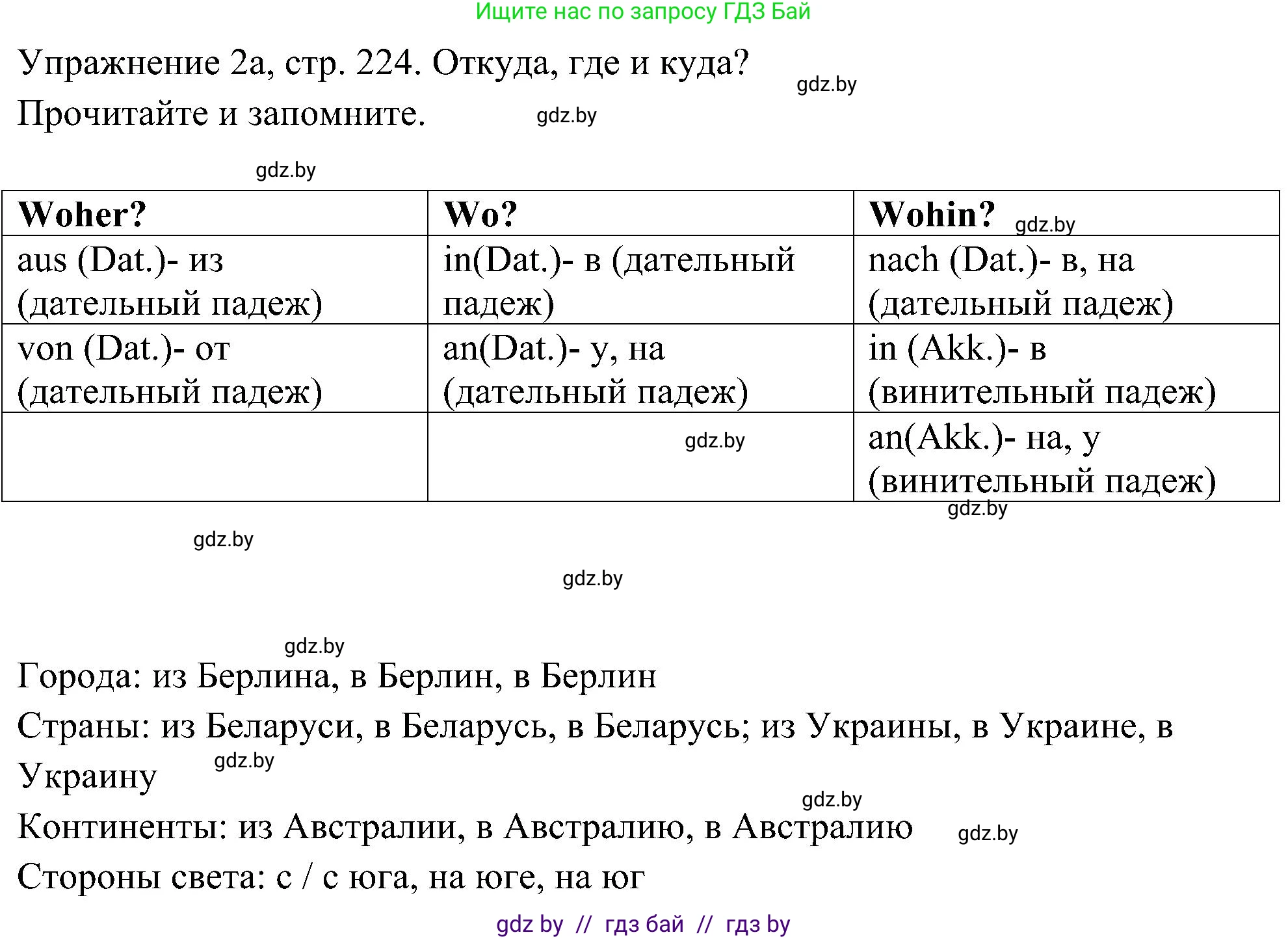 Немецкий язык (Deutsch), 6 класс Учебник (Schülerbuch), авторы: Будько Антонина Филипповна (Budjko Antonina), Урбанович Инна Ювинальевна (Urbanowitsch Ina), издательство Вышэйшая школа, Минск, 2020, бежевого цвета, страница 224, номер a, Решение