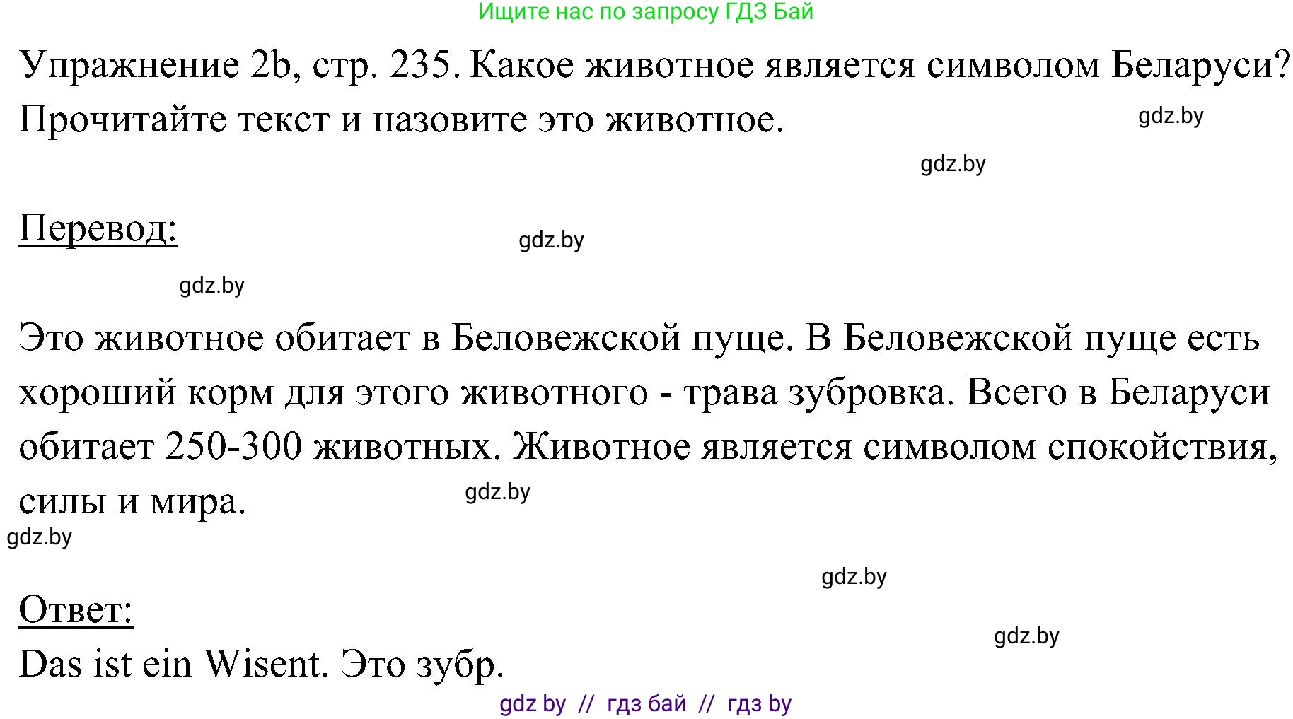 Немецкий язык (Deutsch), 6 класс Учебник (Schülerbuch), авторы: Будько Антонина Филипповна (Budjko Antonina), Урбанович Инна Ювинальевна (Urbanowitsch Ina), издательство Вышэйшая школа, Минск, 2020, бежевого цвета, страница 235, номер b, Решение