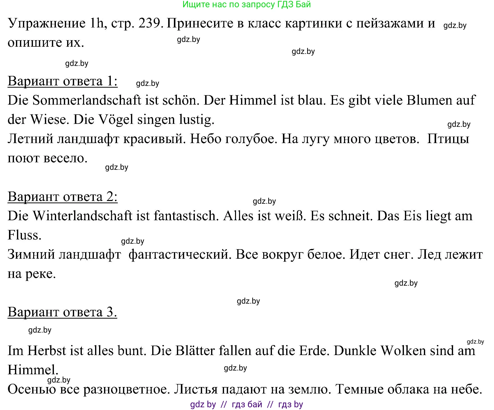 Немецкий язык (Deutsch), 6 класс Учебник (Schülerbuch), авторы: Будько Антонина Филипповна (Budjko Antonina), Урбанович Инна Ювинальевна (Urbanowitsch Ina), издательство Вышэйшая школа, Минск, 2020, бежевого цвета, страница 239, номер h, Решение