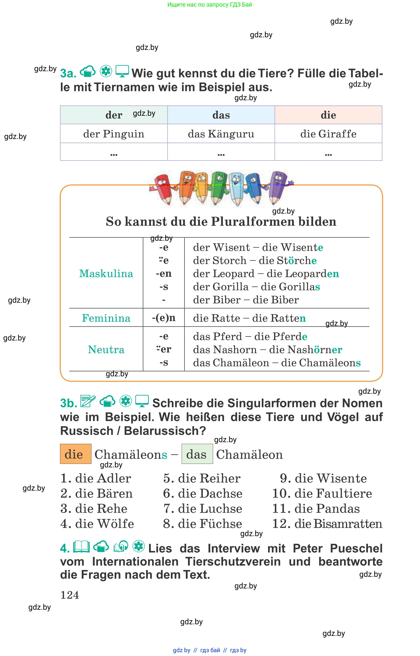 Немецкий язык (Deutsch), 6 класс Учебник (Schülerbuch), авторы: Зуевская Елена Викторовна, Салынская Светлана Ивановна, Негурэ Ольга Вячеславовна, издательство Вышэйшая школа, Минск, 2022, жёлтого цвета, Teil 2, страница 124