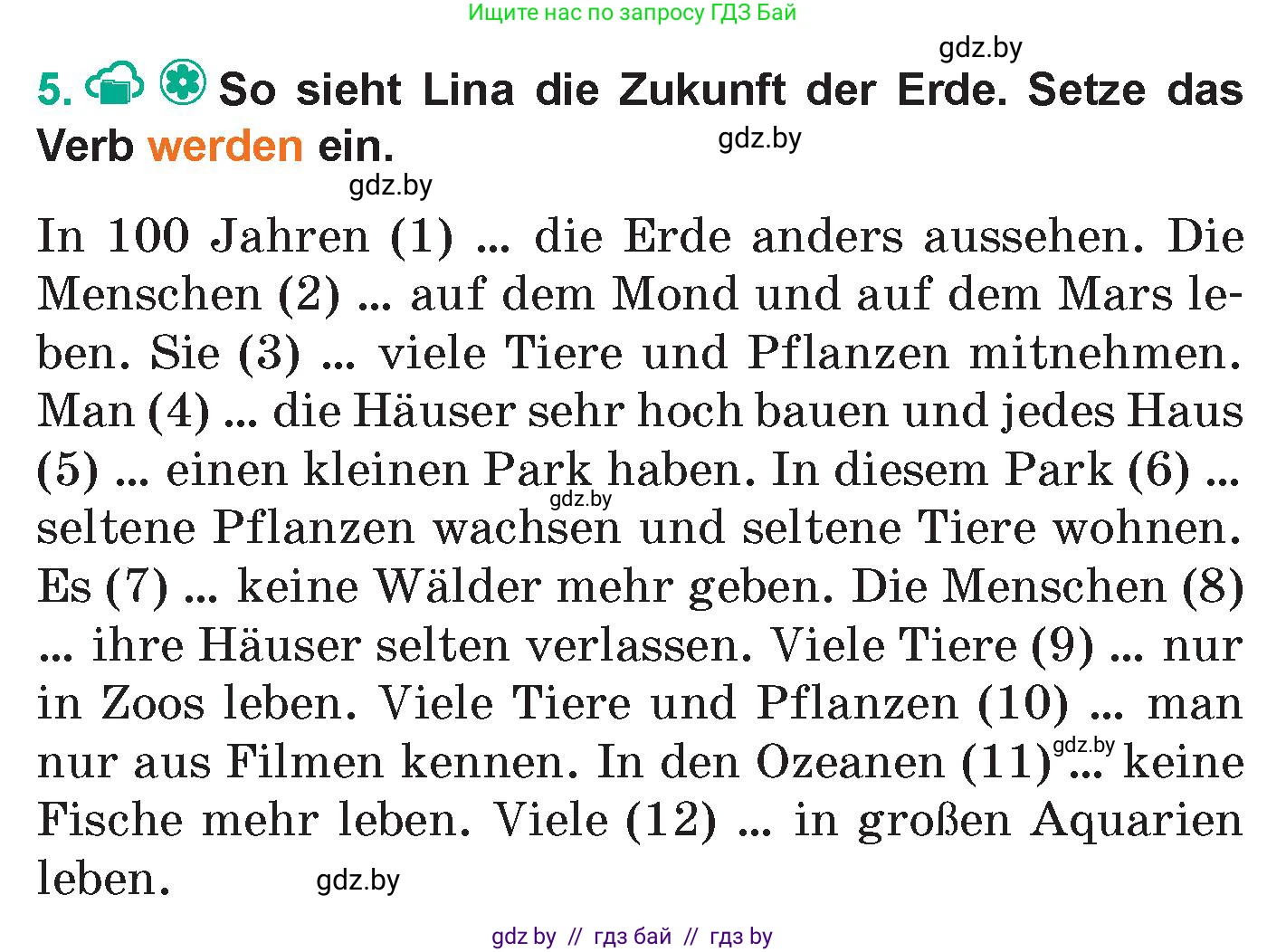 Немецкий язык (Deutsch), 6 класс Учебник (Schülerbuch), авторы: Зуевская Елена Викторовна, Салынская Светлана Ивановна, Негурэ Ольга Вячеславовна, издательство Вышэйшая школа, Минск, 2022, жёлтого цвета, Teil 2, страница 128, номер 5, Условие