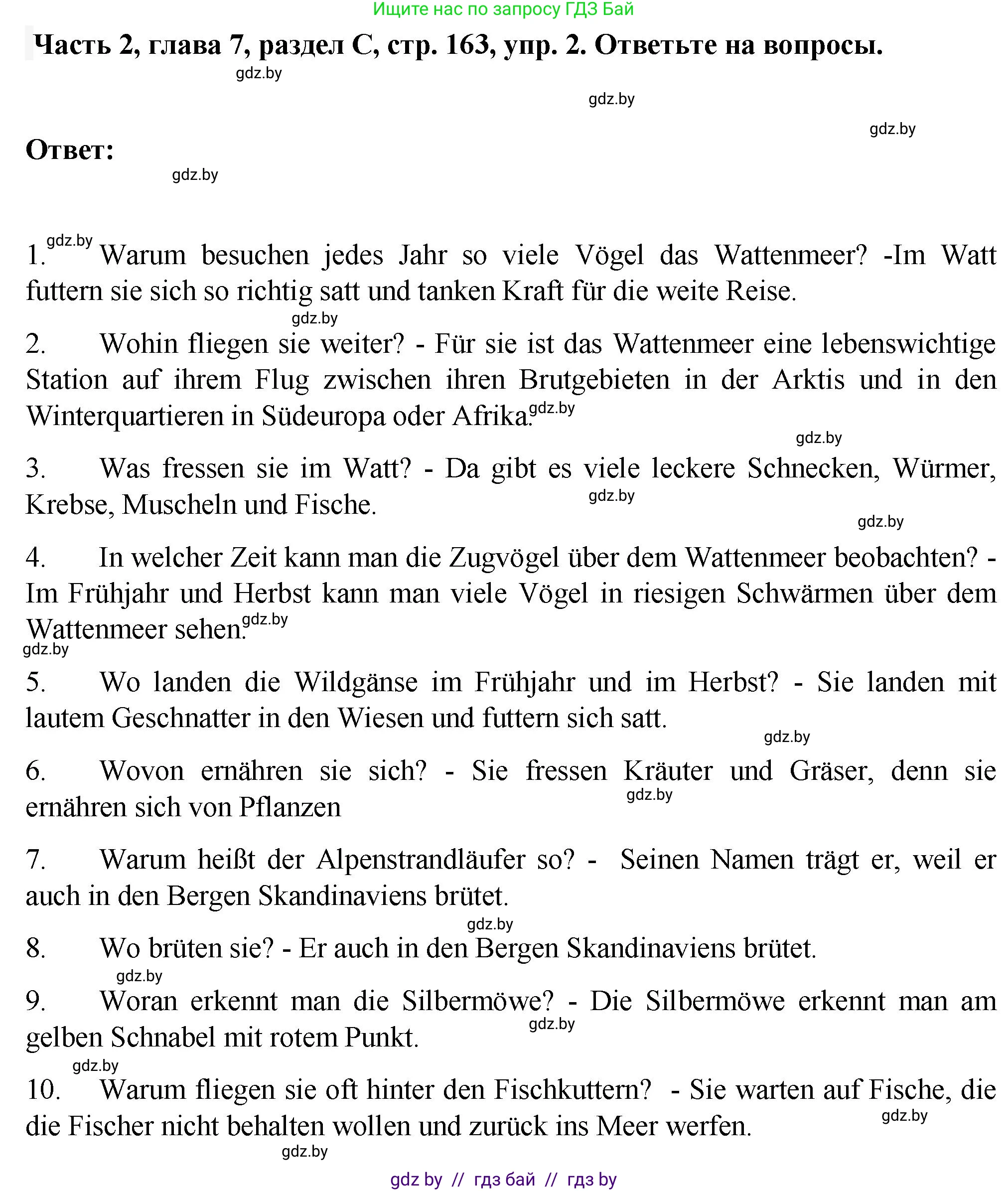 Немецкий язык (Deutsch), 6 класс Учебник (Schülerbuch), авторы: Зуевская Елена Викторовна, Салынская Светлана Ивановна, Негурэ Ольга Вячеславовна, издательство Вышэйшая школа, Минск, 2022, жёлтого цвета, Teil 2, страница 163, номер 2, Решение