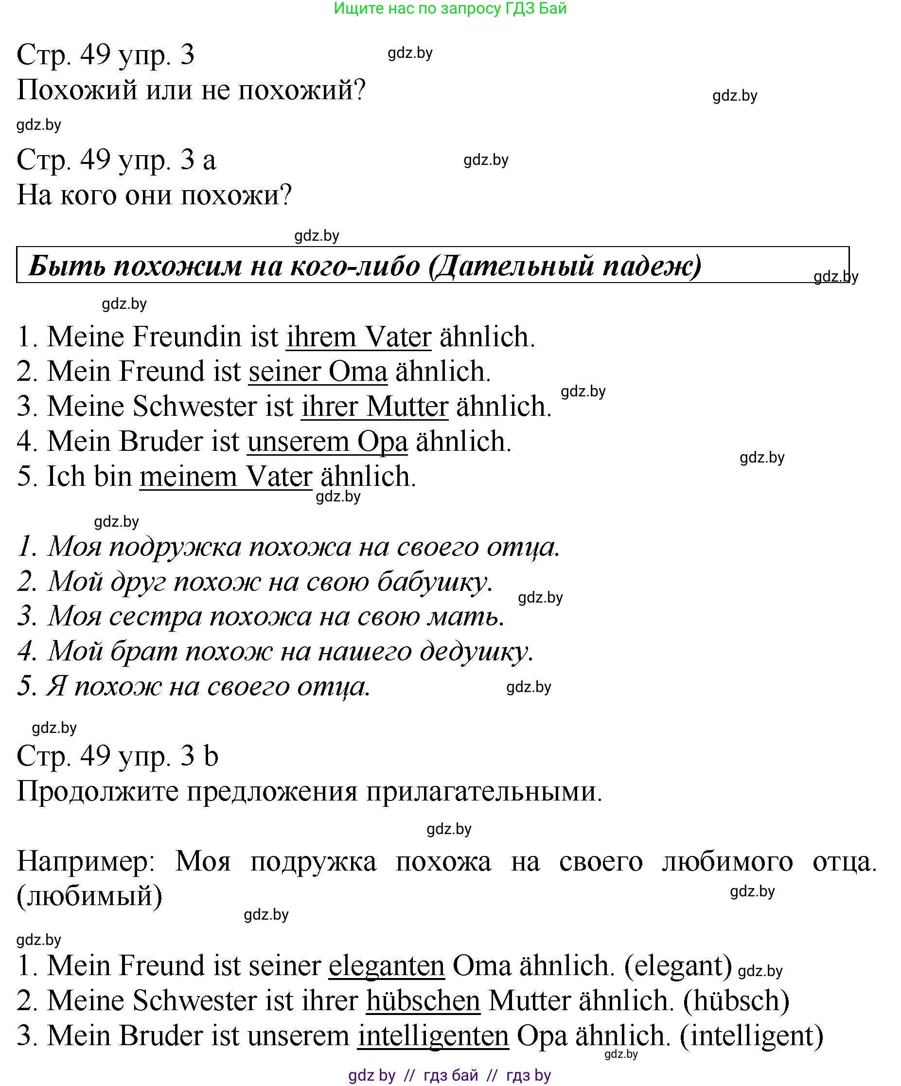 Немецкий язык (Deutsch), 7 класс Учебник (Schülerbuch), авторы: Будько Антонина Филипповна (Budjko Antonina), Урбанович Инна Ювинальевна (Urbanowitsch Ina), издательство Вышэйшая школа, Минск, 2021, страница 49, номер 3, Решение