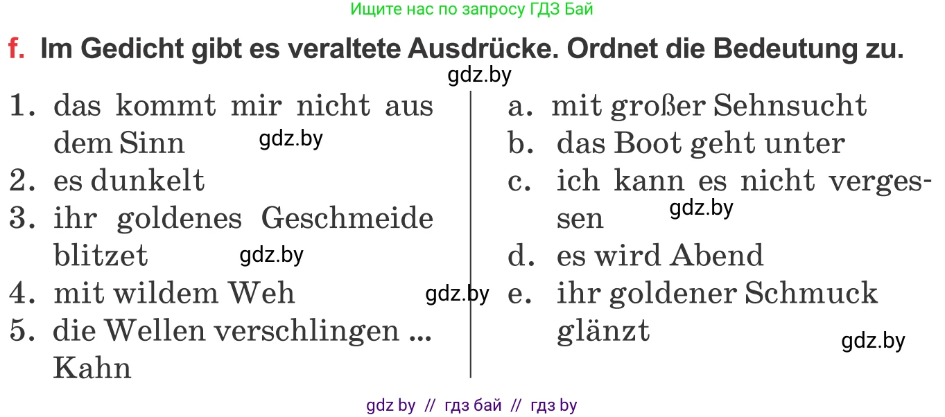 Немецкий язык (Deutsch), 8 класс Учебник (Schülerbuch), авторы: Будько Антонина Филипповна (Budjko Antonina), Урбанович Инна Ювинальевна (Urbanowitsch Ina), издательство Вышэйшая школа, Минск, 2018, страница 191, номер 5f, Условие