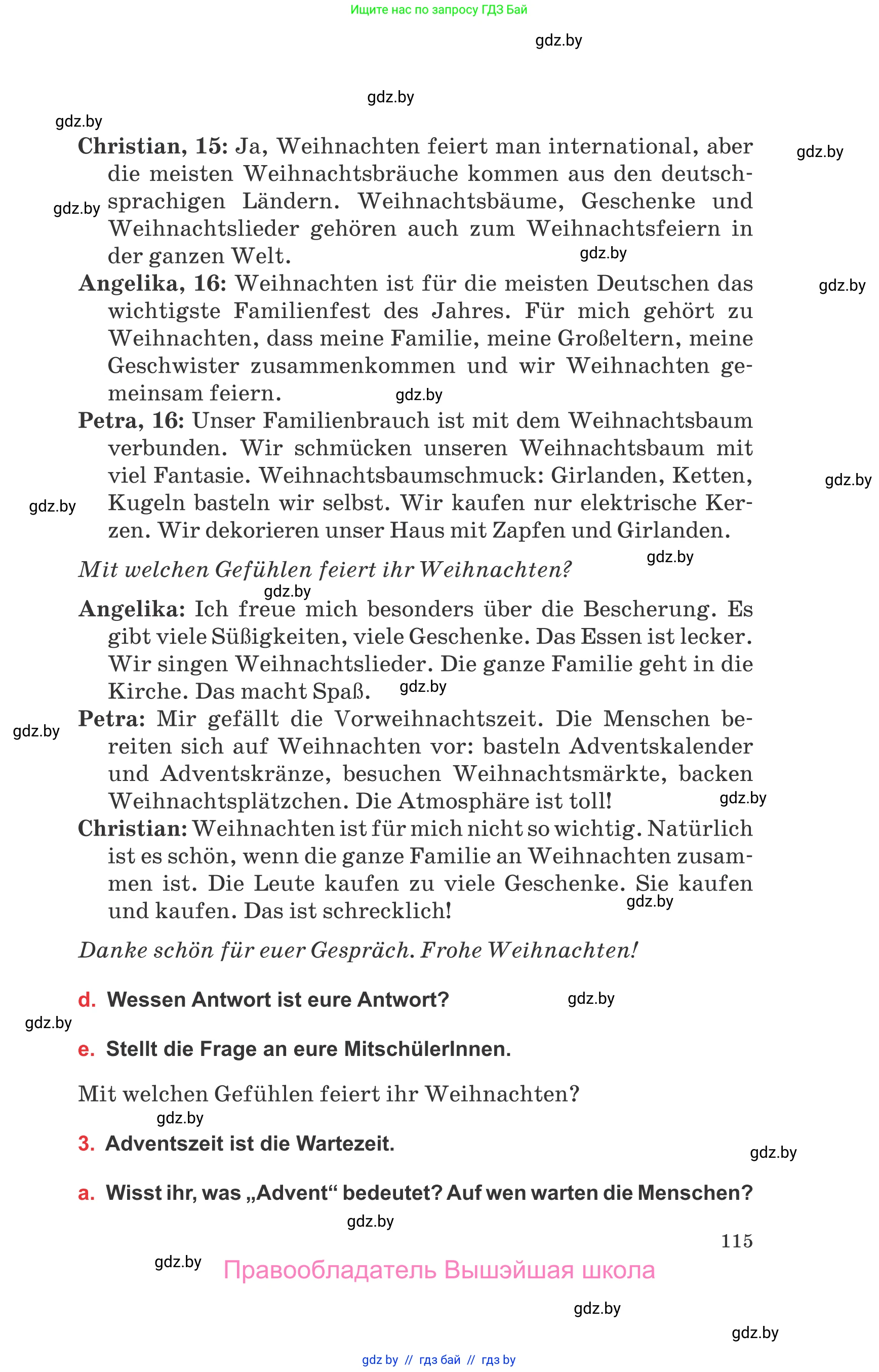 Немецкий язык (Deutsch), 8 класс Учебник (Schülerbuch), авторы: Будько Антонина Филипповна (Budjko Antonina), Урбанович Инна Ювинальевна (Urbanowitsch Ina), издательство Вышэйшая школа, Минск, 2018, страница 115