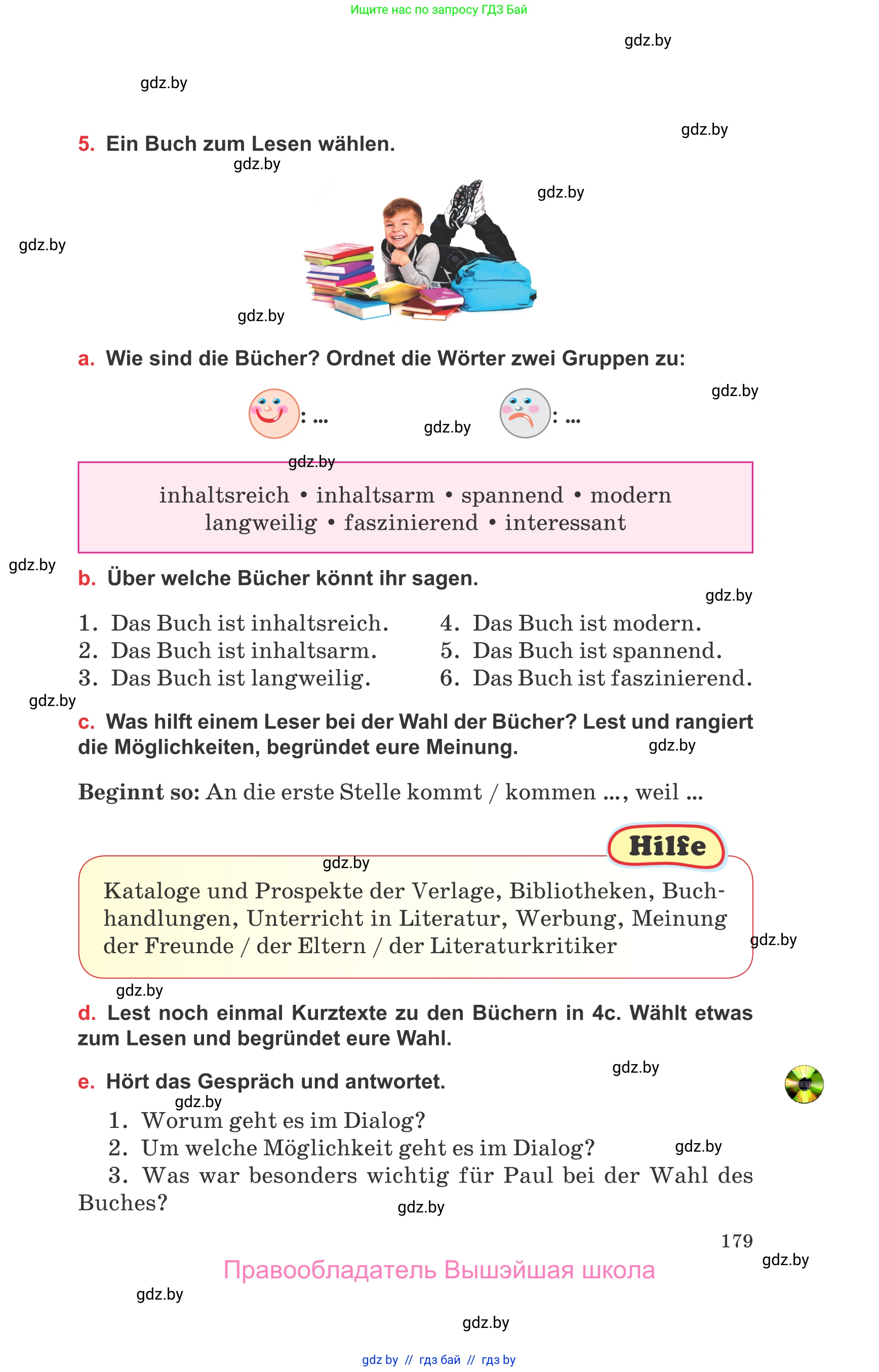 Немецкий язык (Deutsch), 8 класс Учебник (Schülerbuch), авторы: Будько Антонина Филипповна (Budjko Antonina), Урбанович Инна Ювинальевна (Urbanowitsch Ina), издательство Вышэйшая школа, Минск, 2018, страница 179