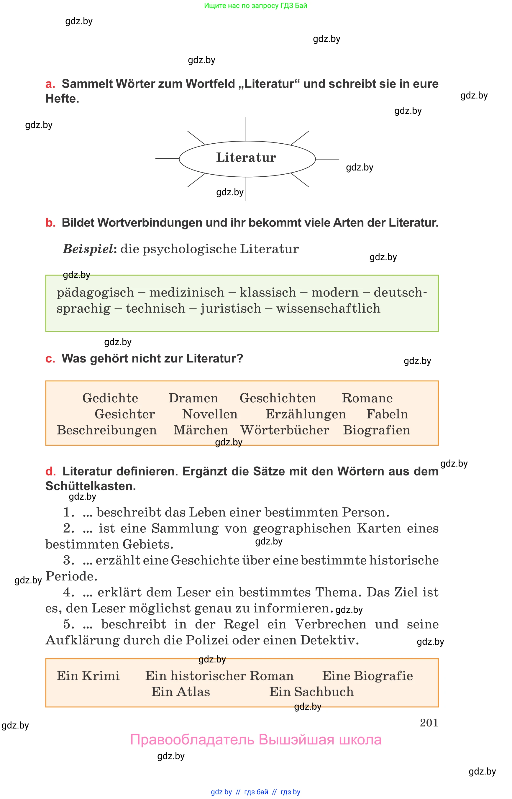 Немецкий язык (Deutsch), 8 класс Учебник (Schülerbuch), авторы: Будько Антонина Филипповна (Budjko Antonina), Урбанович Инна Ювинальевна (Urbanowitsch Ina), издательство Вышэйшая школа, Минск, 2018, страница 201