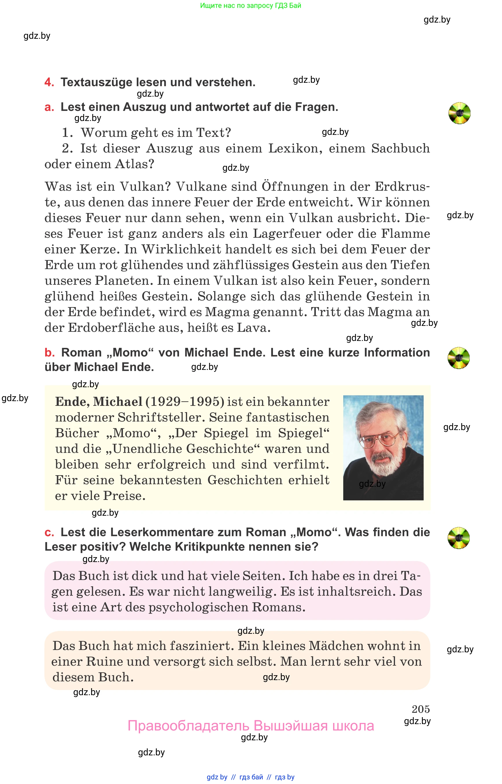 Немецкий язык (Deutsch), 8 класс Учебник (Schülerbuch), авторы: Будько Антонина Филипповна (Budjko Antonina), Урбанович Инна Ювинальевна (Urbanowitsch Ina), издательство Вышэйшая школа, Минск, 2018, страница 205