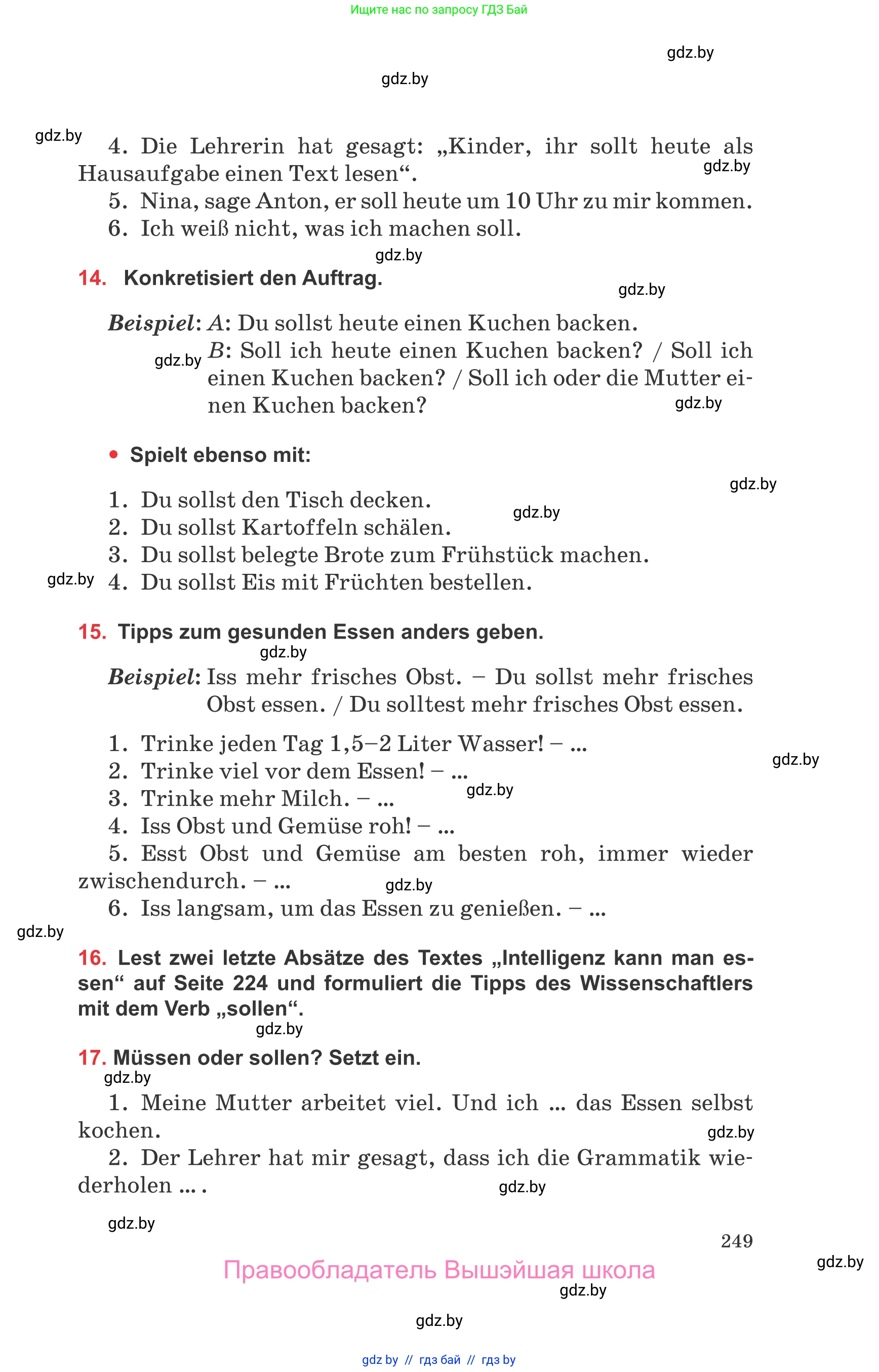 Немецкий язык (Deutsch), 8 класс Учебник (Schülerbuch), авторы: Будько Антонина Филипповна (Budjko Antonina), Урбанович Инна Ювинальевна (Urbanowitsch Ina), издательство Вышэйшая школа, Минск, 2018, страница 249