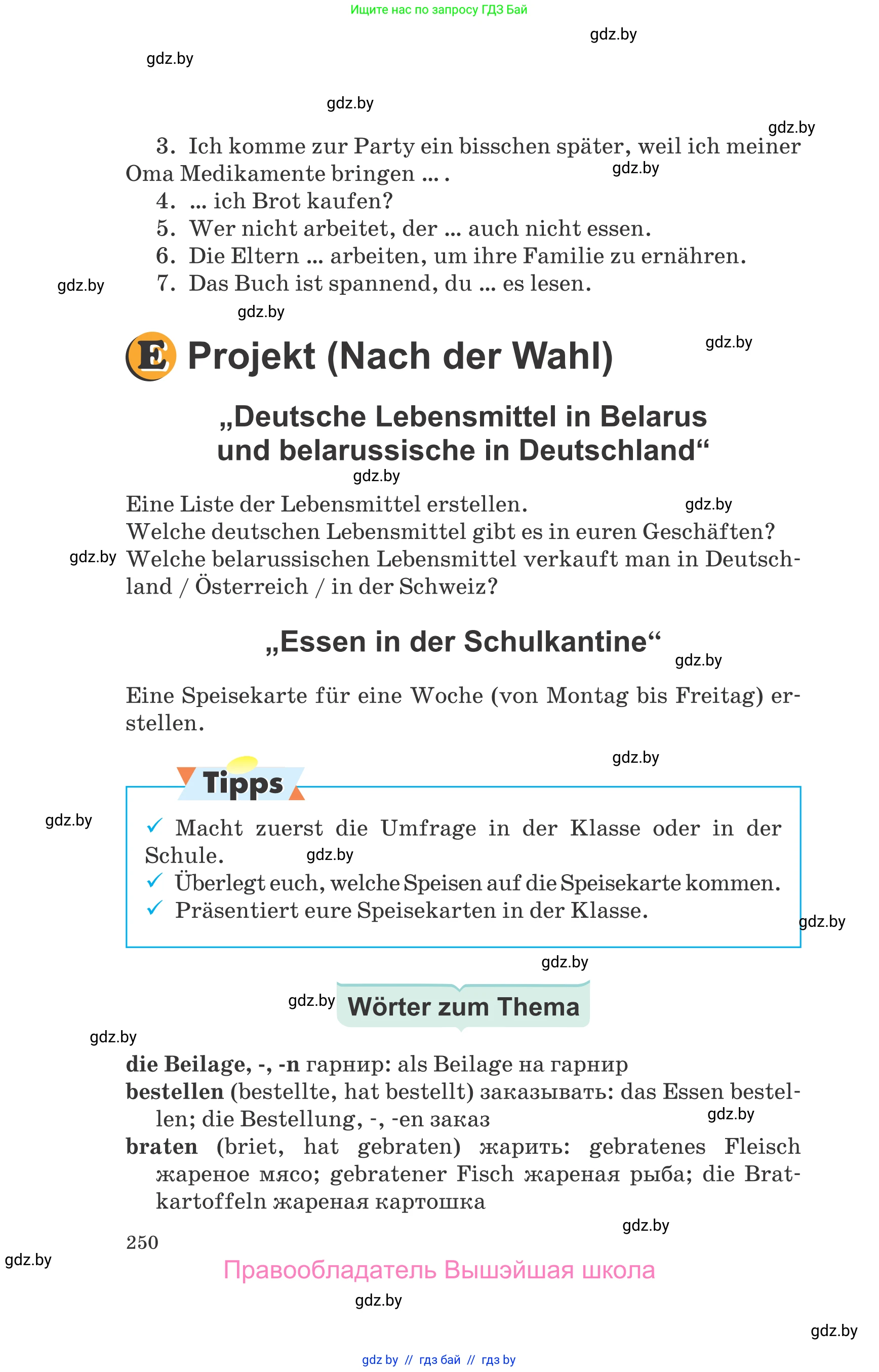 Немецкий язык (Deutsch), 8 класс Учебник (Schülerbuch), авторы: Будько Антонина Филипповна (Budjko Antonina), Урбанович Инна Ювинальевна (Urbanowitsch Ina), издательство Вышэйшая школа, Минск, 2018, страница 250