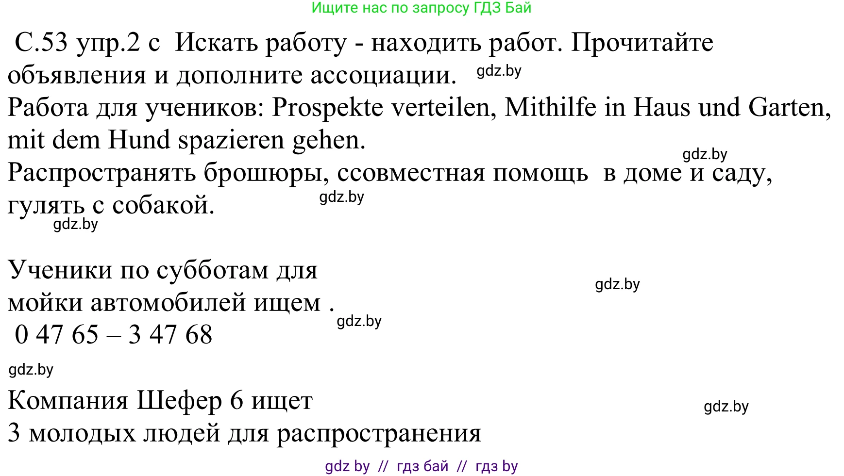 Немецкий язык (Deutsch), 8 класс Учебник (Schülerbuch), авторы: Будько Антонина Филипповна (Budjko Antonina), Урбанович Инна Ювинальевна (Urbanowitsch Ina), издательство Вышэйшая школа, Минск, 2018, страница 53, номер 2c, Решение