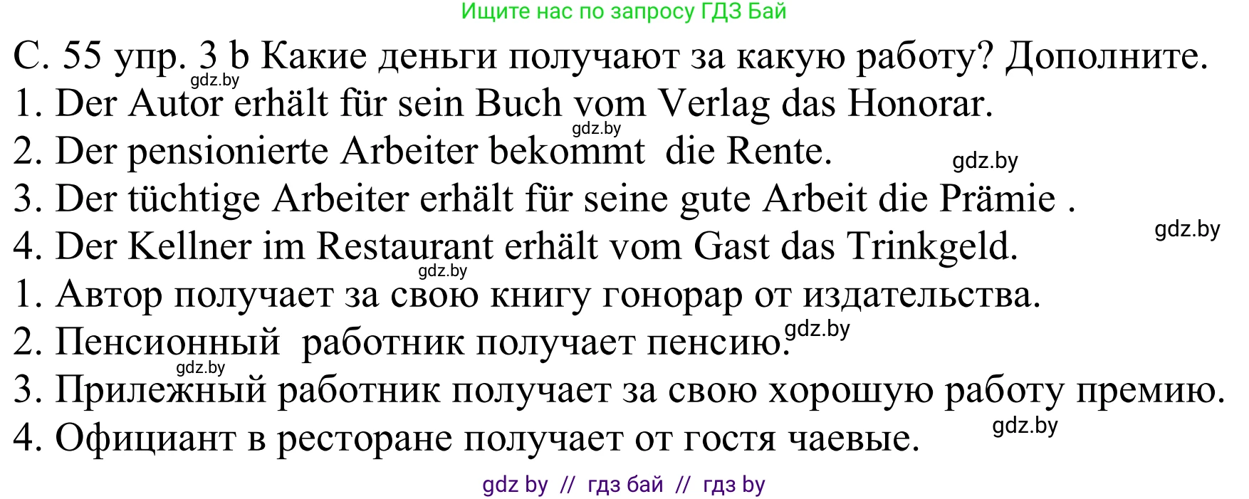 Немецкий язык (Deutsch), 8 класс Учебник (Schülerbuch), авторы: Будько Антонина Филипповна (Budjko Antonina), Урбанович Инна Ювинальевна (Urbanowitsch Ina), издательство Вышэйшая школа, Минск, 2018, страница 55, номер 3b, Решение