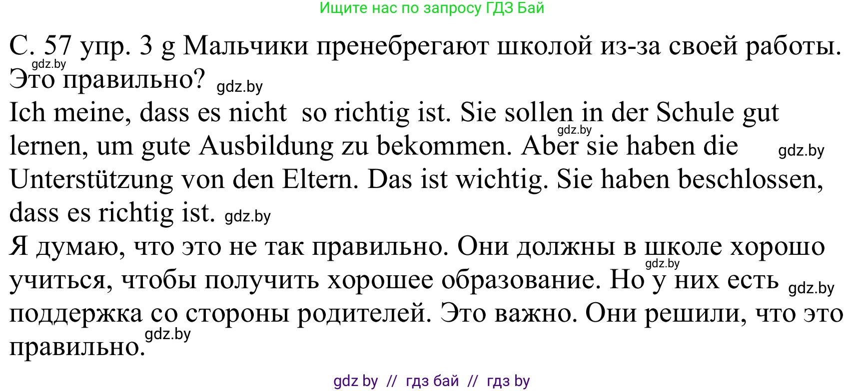 Немецкий язык (Deutsch), 8 класс Учебник (Schülerbuch), авторы: Будько Антонина Филипповна (Budjko Antonina), Урбанович Инна Ювинальевна (Urbanowitsch Ina), издательство Вышэйшая школа, Минск, 2018, страница 57, номер 3g, Решение