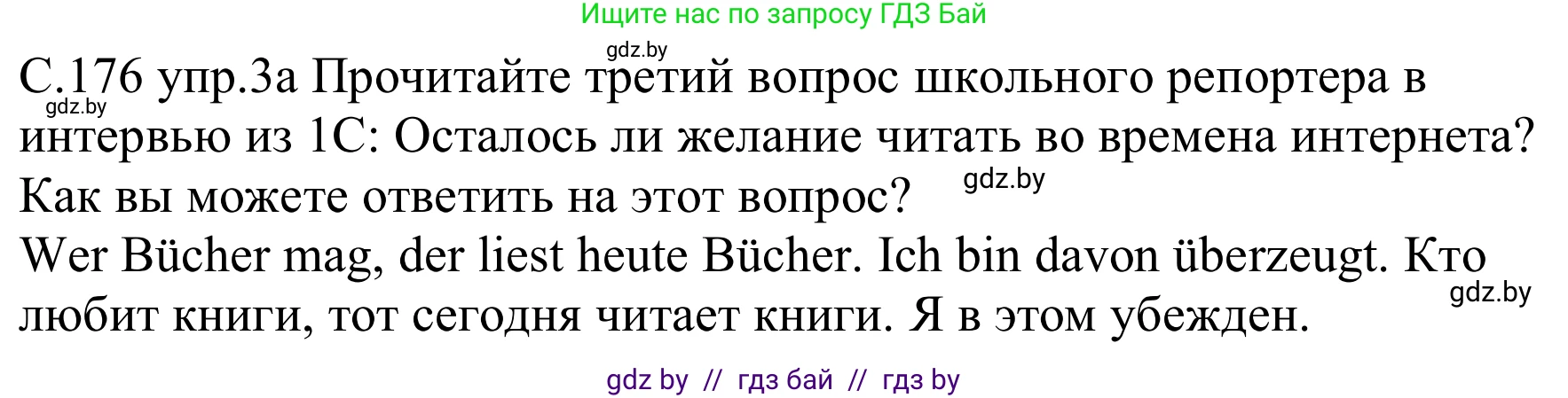 Немецкий язык (Deutsch), 8 класс Учебник (Schülerbuch), авторы: Будько Антонина Филипповна (Budjko Antonina), Урбанович Инна Ювинальевна (Urbanowitsch Ina), издательство Вышэйшая школа, Минск, 2018, страница 176, номер 3a, Решение