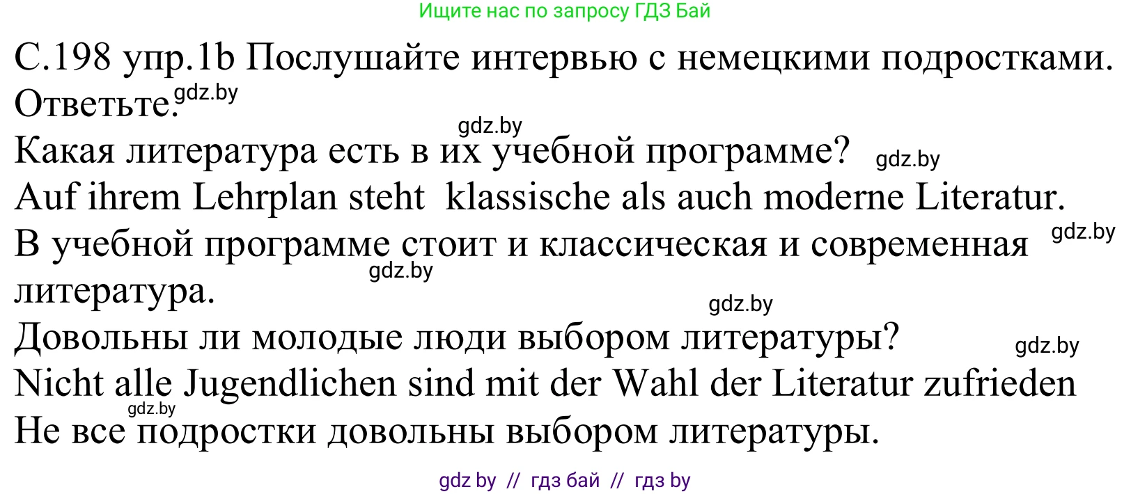 Немецкий язык (Deutsch), 8 класс Учебник (Schülerbuch), авторы: Будько Антонина Филипповна (Budjko Antonina), Урбанович Инна Ювинальевна (Urbanowitsch Ina), издательство Вышэйшая школа, Минск, 2018, страница 198, номер 1b, Решение