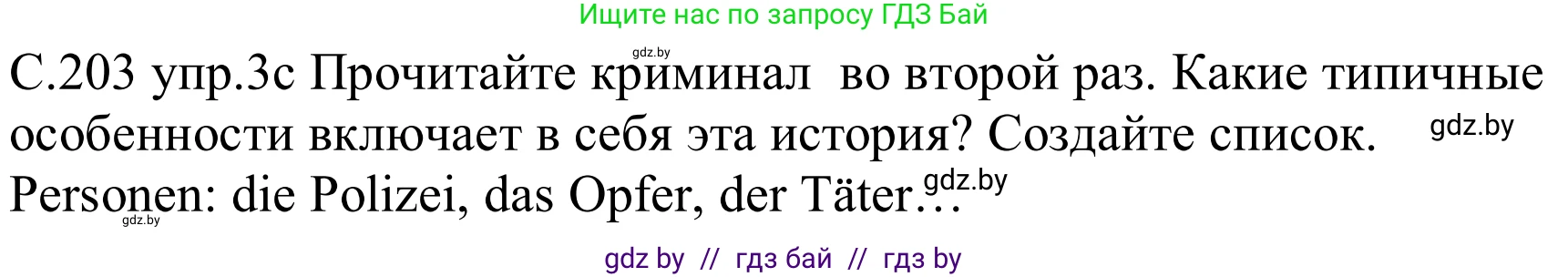 Немецкий язык (Deutsch), 8 класс Учебник (Schülerbuch), авторы: Будько Антонина Филипповна (Budjko Antonina), Урбанович Инна Ювинальевна (Urbanowitsch Ina), издательство Вышэйшая школа, Минск, 2018, страница 203, номер 3c, Решение