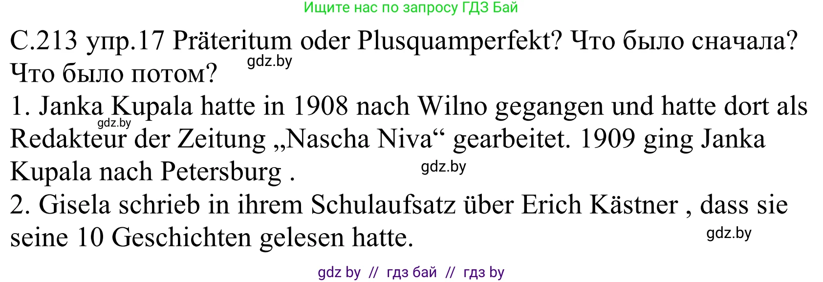 Немецкий язык (Deutsch), 8 класс Учебник (Schülerbuch), авторы: Будько Антонина Филипповна (Budjko Antonina), Урбанович Инна Ювинальевна (Urbanowitsch Ina), издательство Вышэйшая школа, Минск, 2018, страница 213, номер 17, Решение