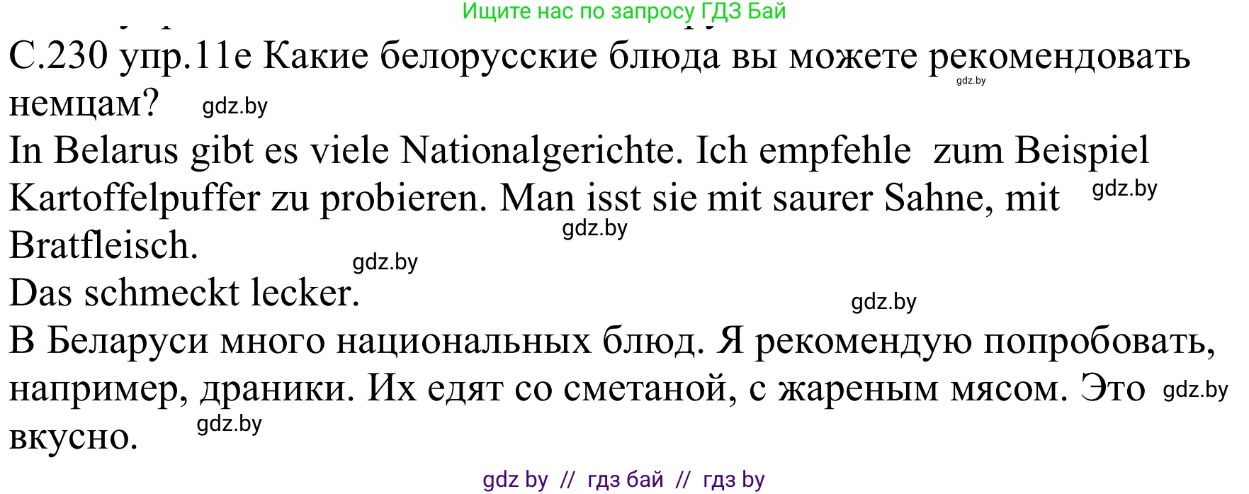 Немецкий язык (Deutsch), 8 класс Учебник (Schülerbuch), авторы: Будько Антонина Филипповна (Budjko Antonina), Урбанович Инна Ювинальевна (Urbanowitsch Ina), издательство Вышэйшая школа, Минск, 2018, страница 230, номер 11e, Решение