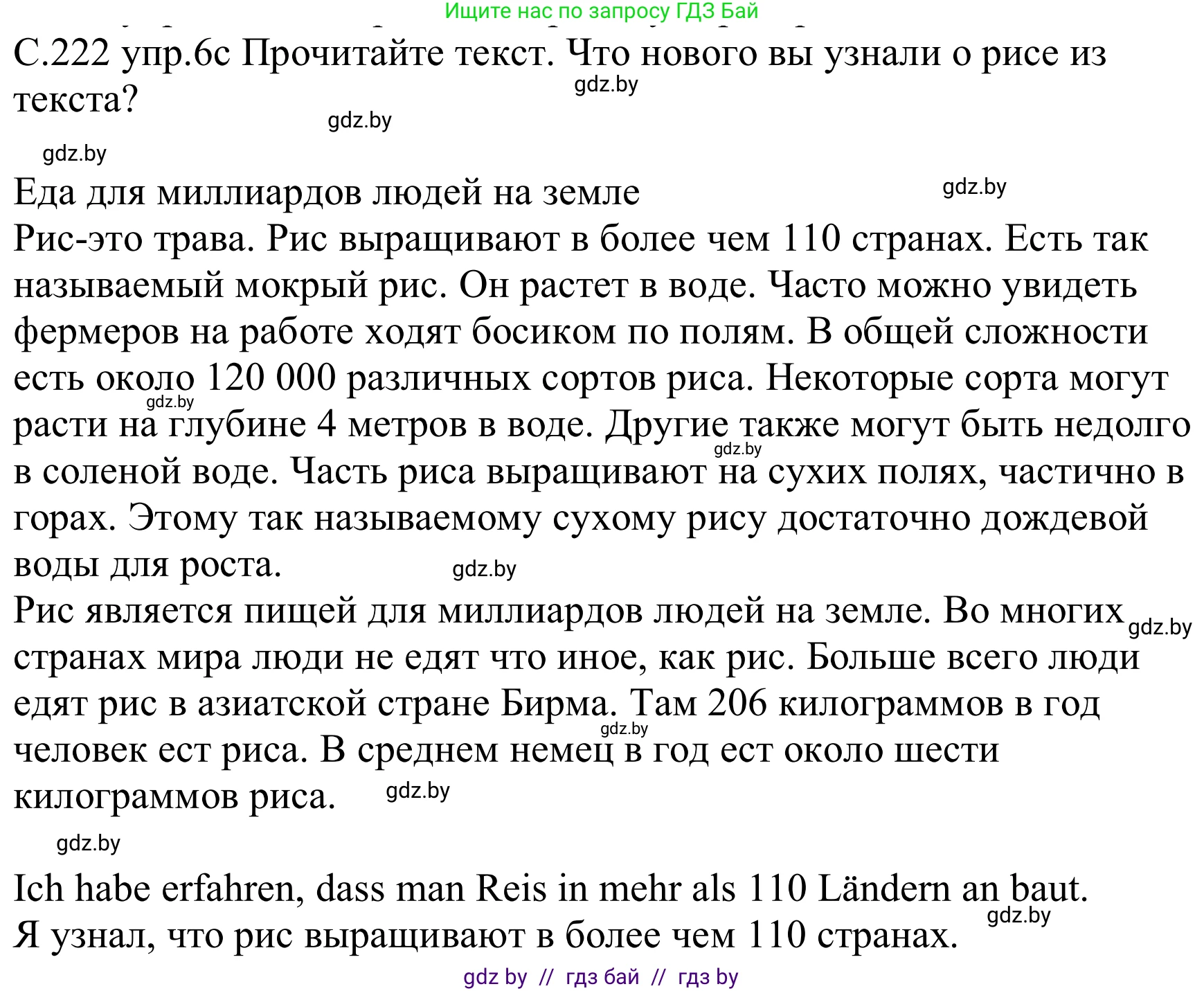 Немецкий язык (Deutsch), 8 класс Учебник (Schülerbuch), авторы: Будько Антонина Филипповна (Budjko Antonina), Урбанович Инна Ювинальевна (Urbanowitsch Ina), издательство Вышэйшая школа, Минск, 2018, страница 222, номер 6c, Решение