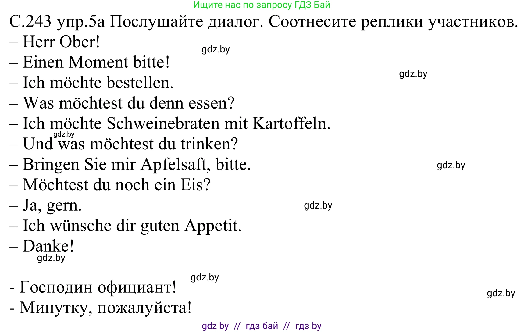Немецкий язык (Deutsch), 8 класс Учебник (Schülerbuch), авторы: Будько Антонина Филипповна (Budjko Antonina), Урбанович Инна Ювинальевна (Urbanowitsch Ina), издательство Вышэйшая школа, Минск, 2018, страница 243, номер 5a, Решение