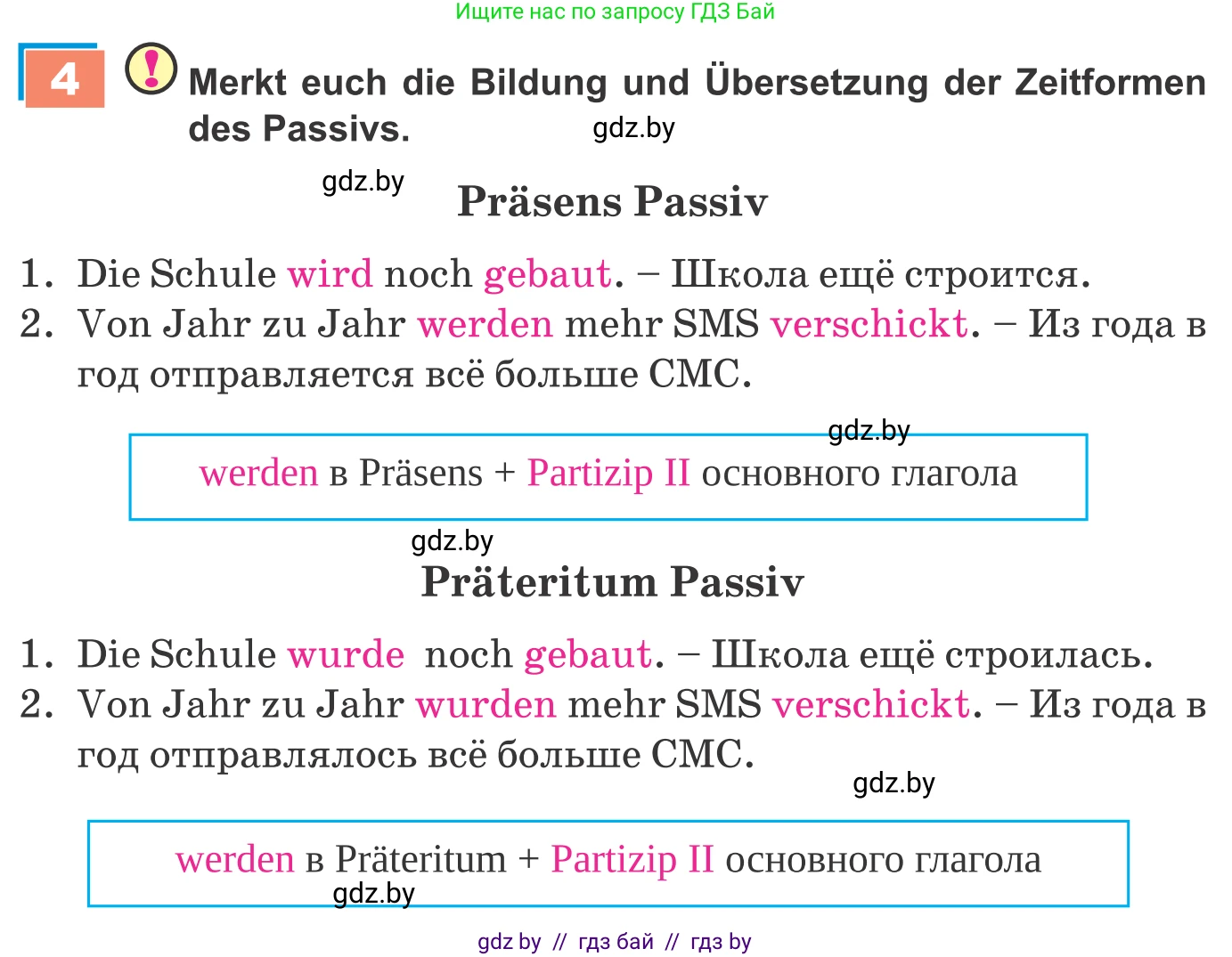 Немецкий язык (Deutsch), 9 класс Учебник (Schülerbuch), авторы: Будько Антонина Филипповна (Budjko Antonina), Урбанович Инна Ювинальевна (Urbanowitsch Ina), издательство Вышэйшая школа, Минск, 2018, серого цвета, страница 209, номер 4, Условие