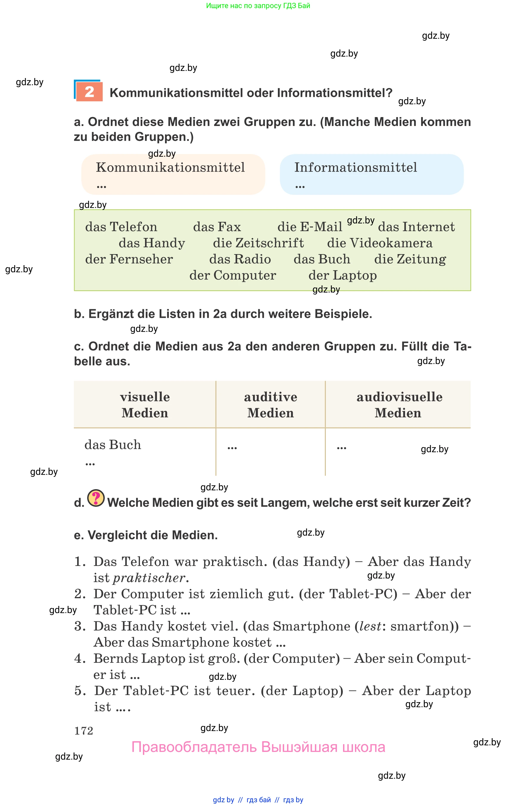 Немецкий язык (Deutsch), 9 класс Учебник (Schülerbuch), авторы: Будько Антонина Филипповна (Budjko Antonina), Урбанович Инна Ювинальевна (Urbanowitsch Ina), издательство Вышэйшая школа, Минск, 2018, серого цвета, страница 172