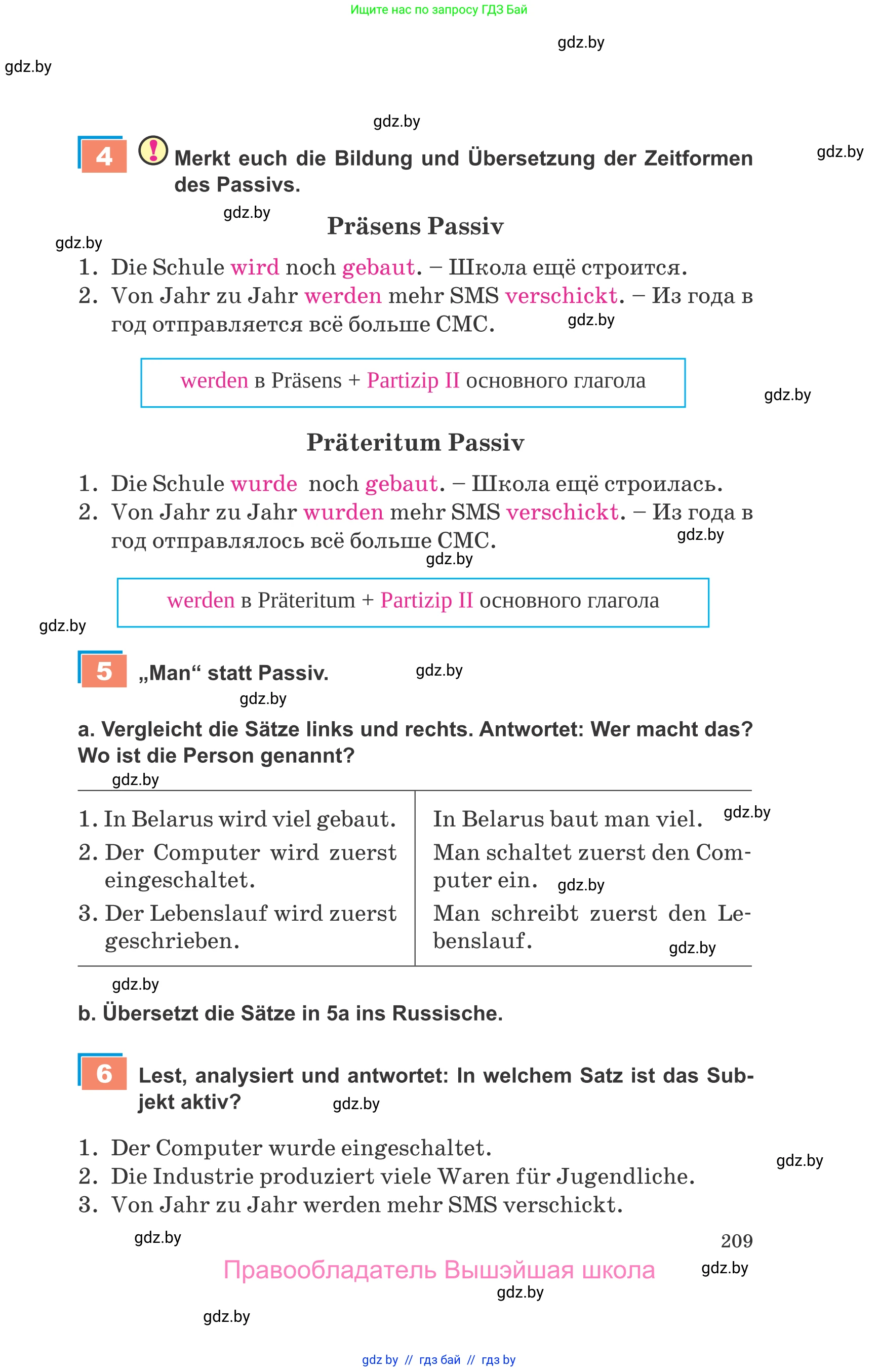 Немецкий язык (Deutsch), 9 класс Учебник (Schülerbuch), авторы: Будько Антонина Филипповна (Budjko Antonina), Урбанович Инна Ювинальевна (Urbanowitsch Ina), издательство Вышэйшая школа, Минск, 2018, серого цвета, страница 209