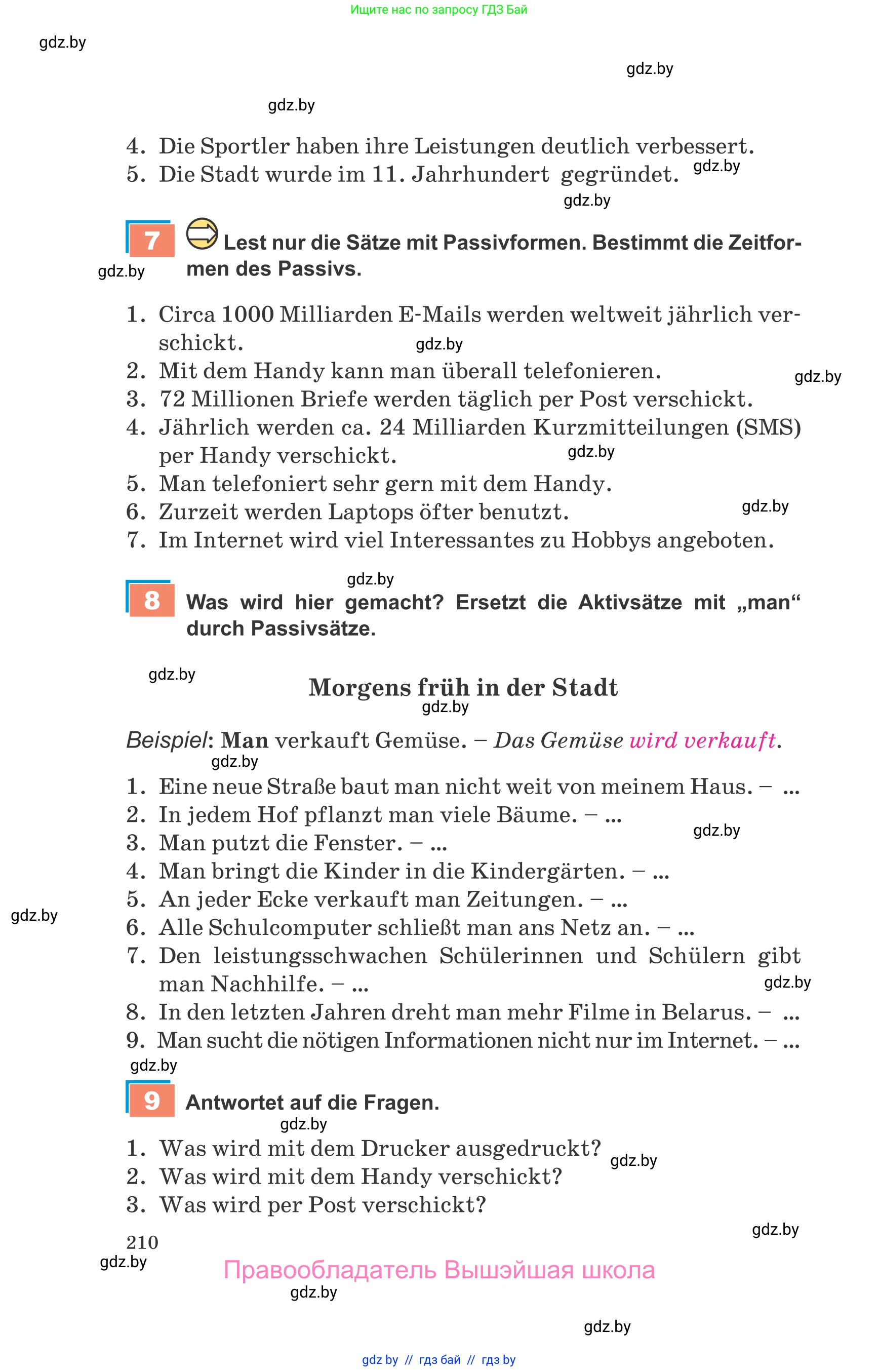 Немецкий язык (Deutsch), 9 класс Учебник (Schülerbuch), авторы: Будько Антонина Филипповна (Budjko Antonina), Урбанович Инна Ювинальевна (Urbanowitsch Ina), издательство Вышэйшая школа, Минск, 2018, серого цвета, страница 210