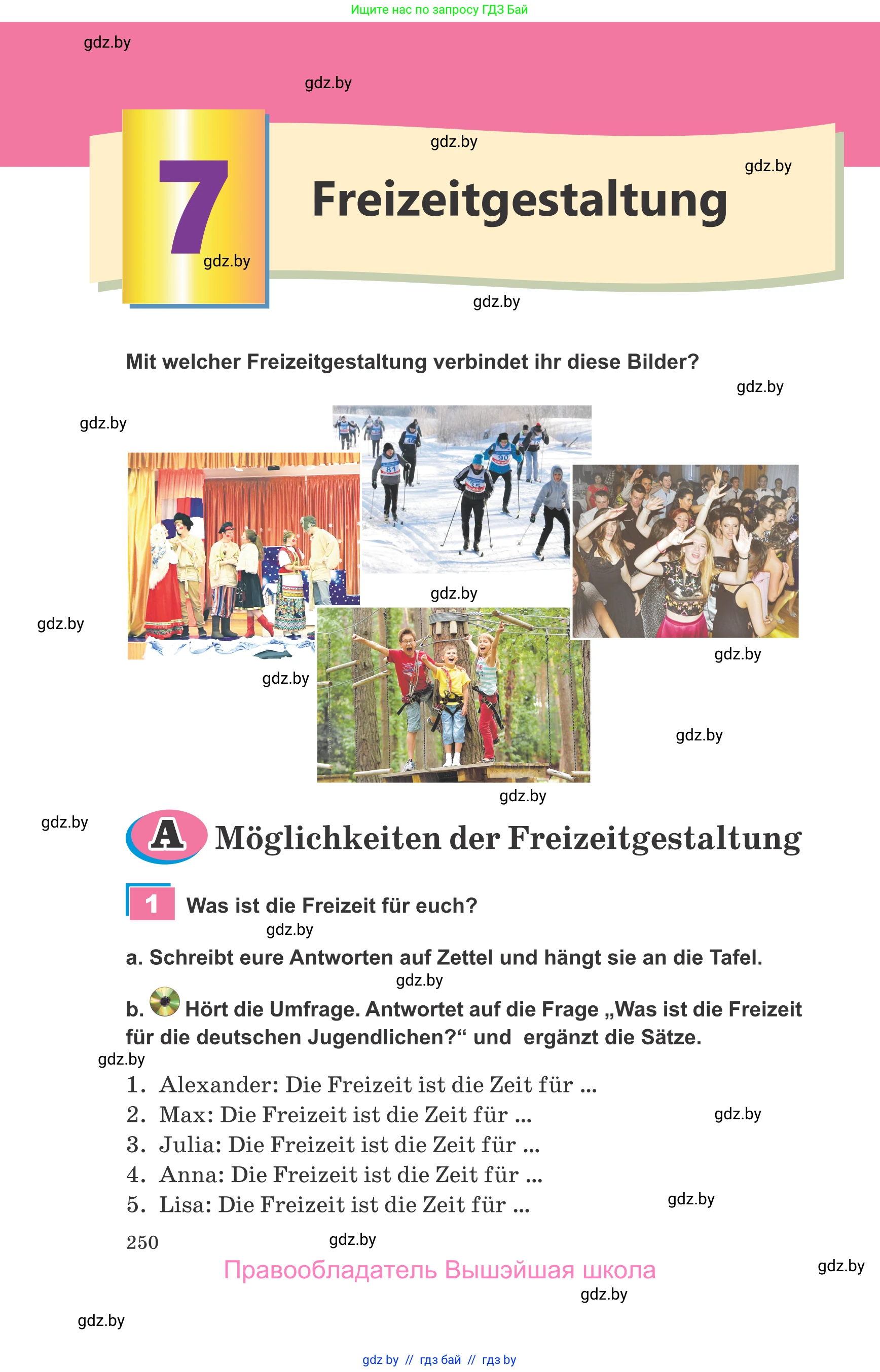 Немецкий язык (Deutsch), 9 класс Учебник (Schülerbuch), авторы: Будько Антонина Филипповна (Budjko Antonina), Урбанович Инна Ювинальевна (Urbanowitsch Ina), издательство Вышэйшая школа, Минск, 2018, серого цвета, страница 250