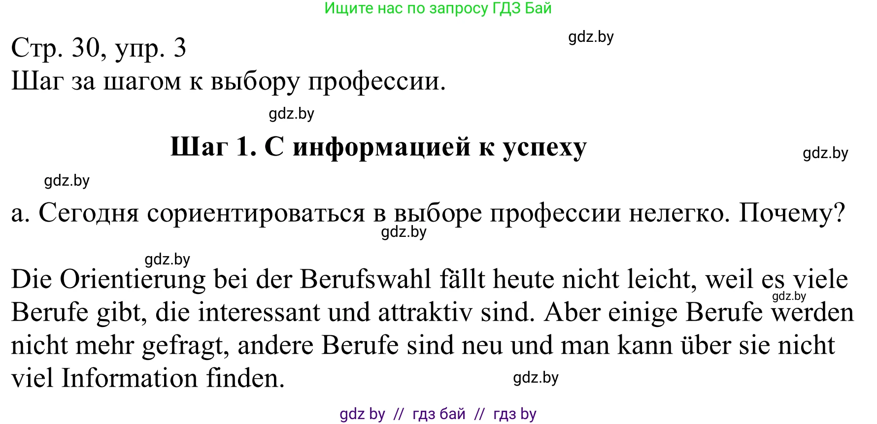 Немецкий язык (Deutsch), 9 класс Учебник (Schülerbuch), авторы: Будько Антонина Филипповна (Budjko Antonina), Урбанович Инна Ювинальевна (Urbanowitsch Ina), издательство Вышэйшая школа, Минск, 2018, серого цвета, страница 30, номер 3a, Решение