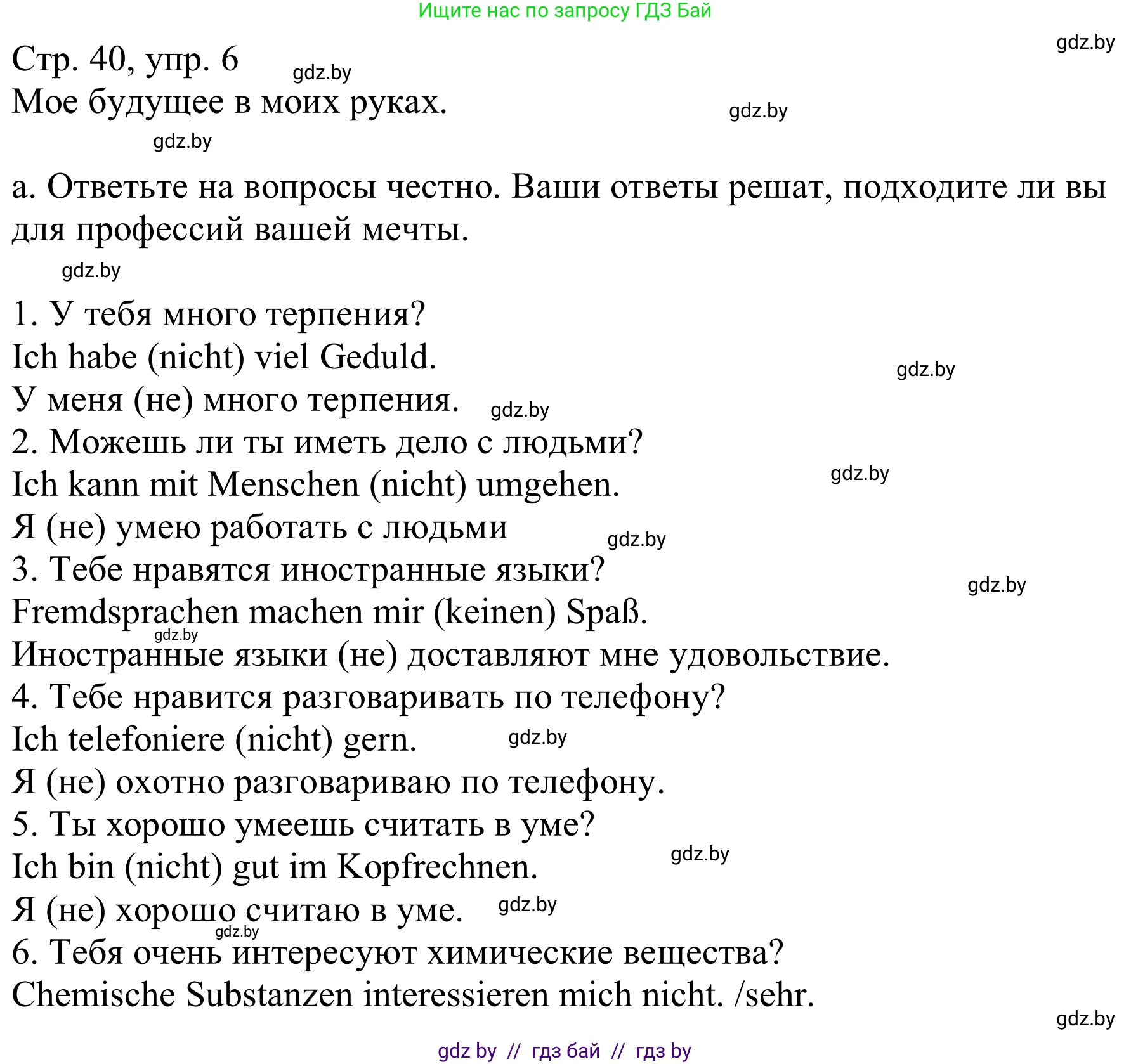 Немецкий язык (Deutsch), 9 класс Учебник (Schülerbuch), авторы: Будько Антонина Филипповна (Budjko Antonina), Урбанович Инна Ювинальевна (Urbanowitsch Ina), издательство Вышэйшая школа, Минск, 2018, серого цвета, страница 40, номер 6a, Решение