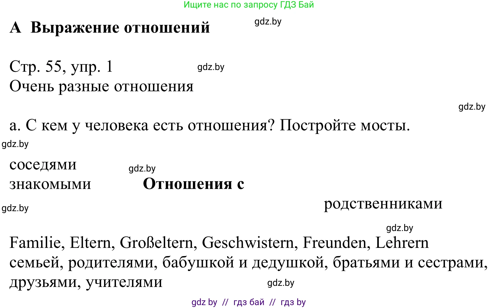 Немецкий язык (Deutsch), 9 класс Учебник (Schülerbuch), авторы: Будько Антонина Филипповна (Budjko Antonina), Урбанович Инна Ювинальевна (Urbanowitsch Ina), издательство Вышэйшая школа, Минск, 2018, серого цвета, страница 55, номер 1a, Решение