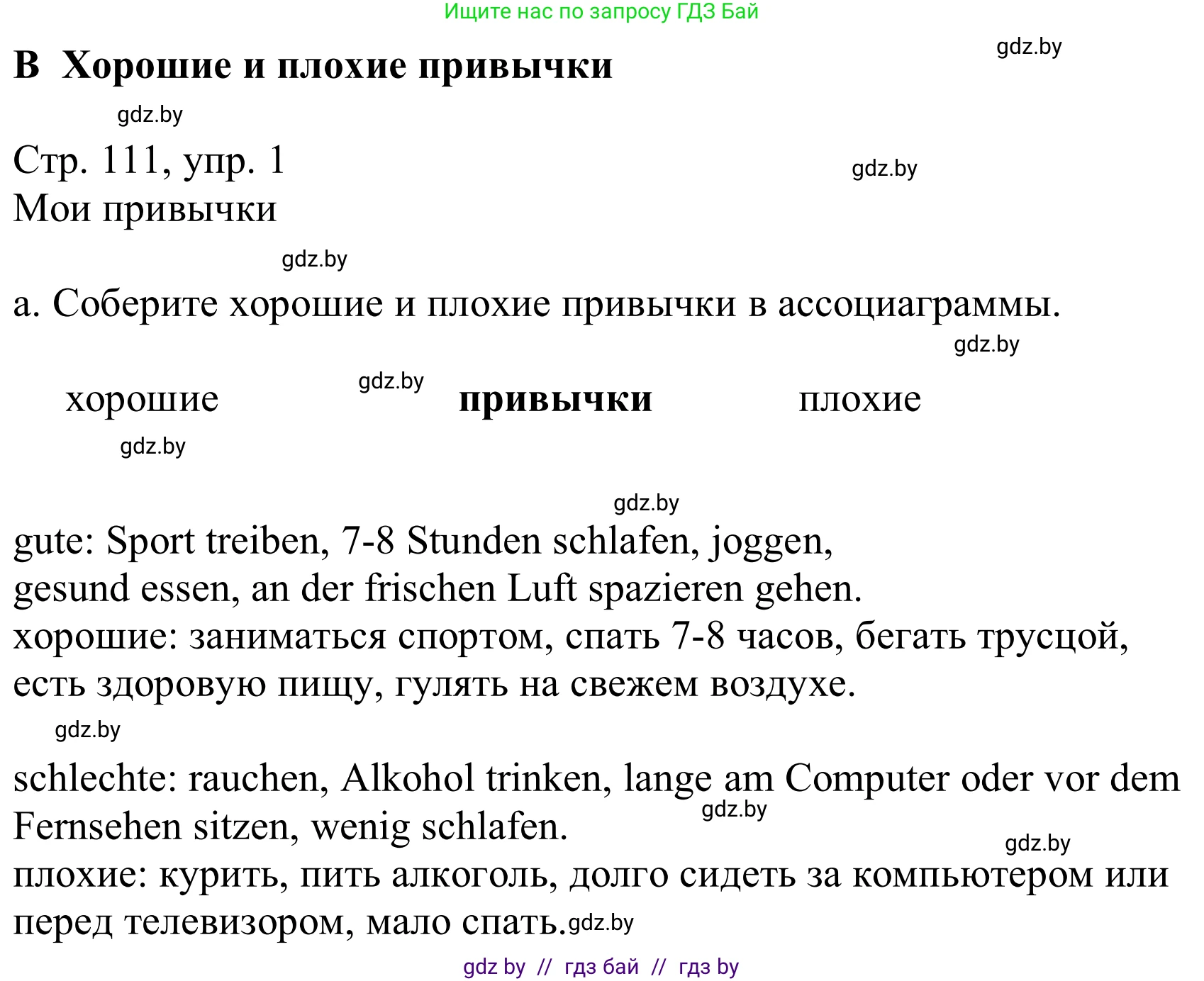 Немецкий язык (Deutsch), 9 класс Учебник (Schülerbuch), авторы: Будько Антонина Филипповна (Budjko Antonina), Урбанович Инна Ювинальевна (Urbanowitsch Ina), издательство Вышэйшая школа, Минск, 2018, серого цвета, страница 111, номер 1a, Решение